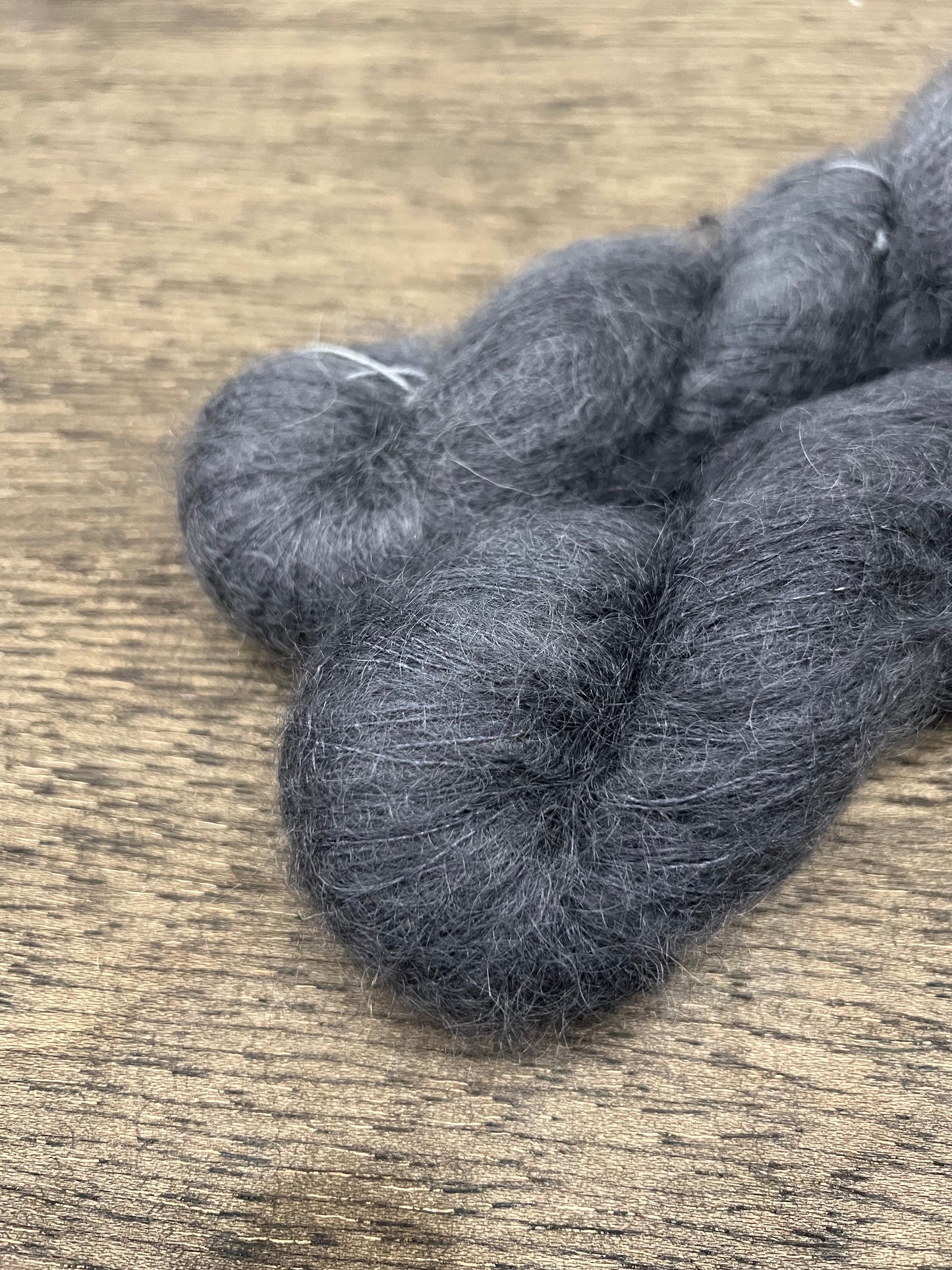 BLACK LICORICE - Dark Grey Tonal Mohair Fingering