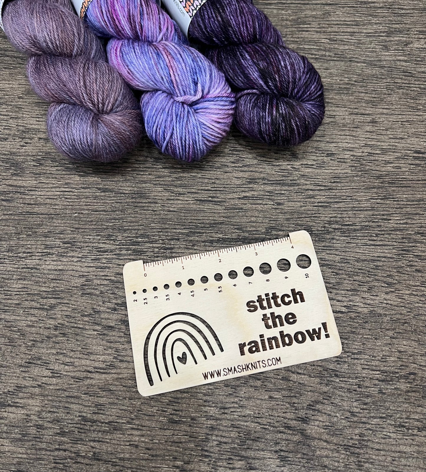 RAINBOW Wooden Knitting and Crochet Gauge and Needle size Ruler