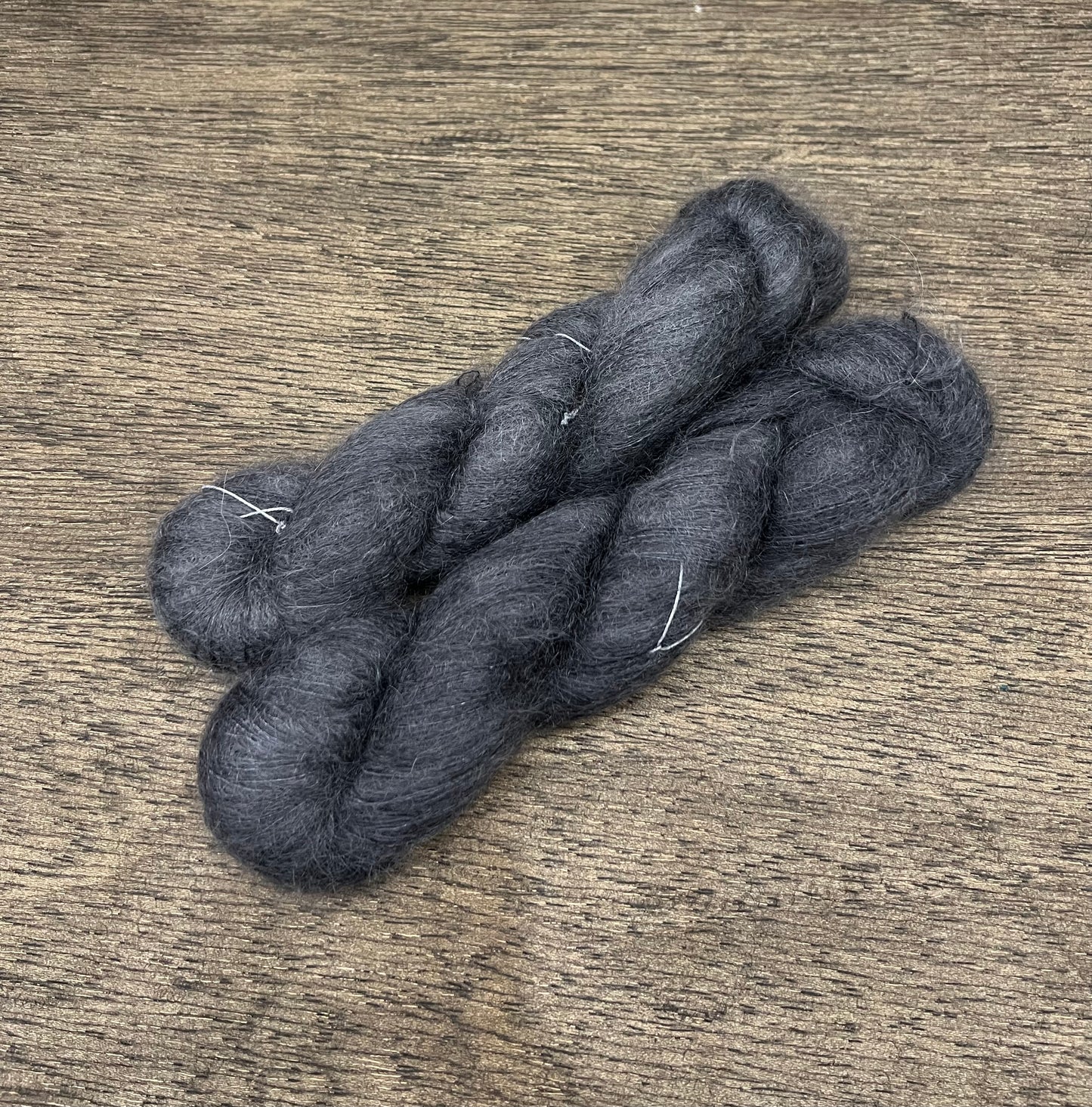 BLACK LICORICE - Dark Grey Tonal Mohair Fingering