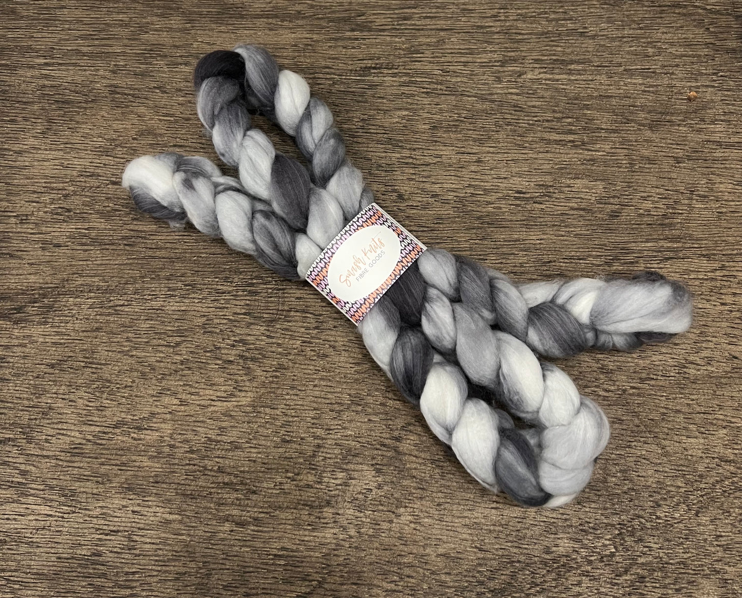 GREY Hand Dyed Spinning Fibre Superwash Wool with Nylon