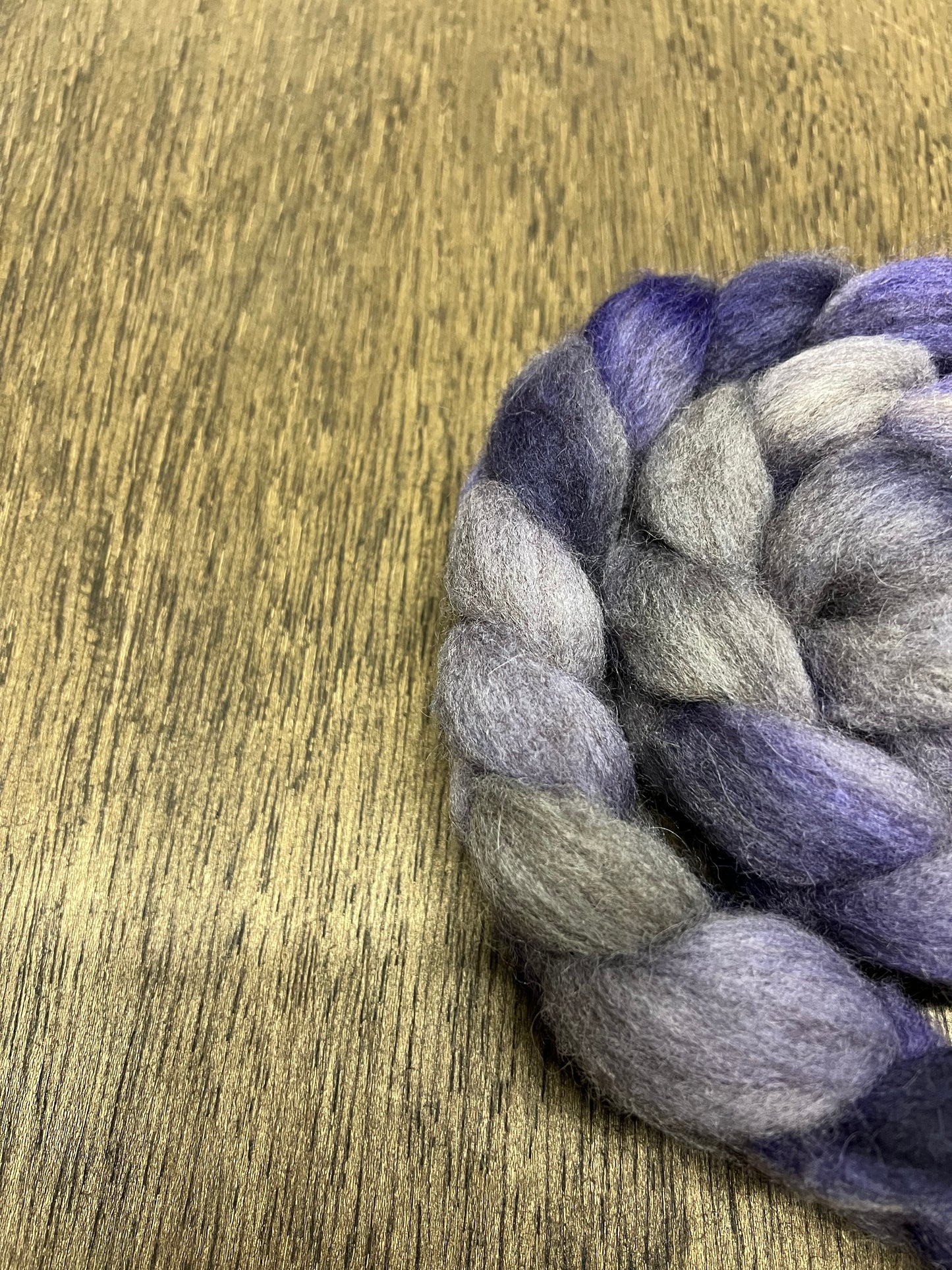 Purple Greys Hand Dyed Spinning Fibre Corriedale Cross Roving Non Superwash