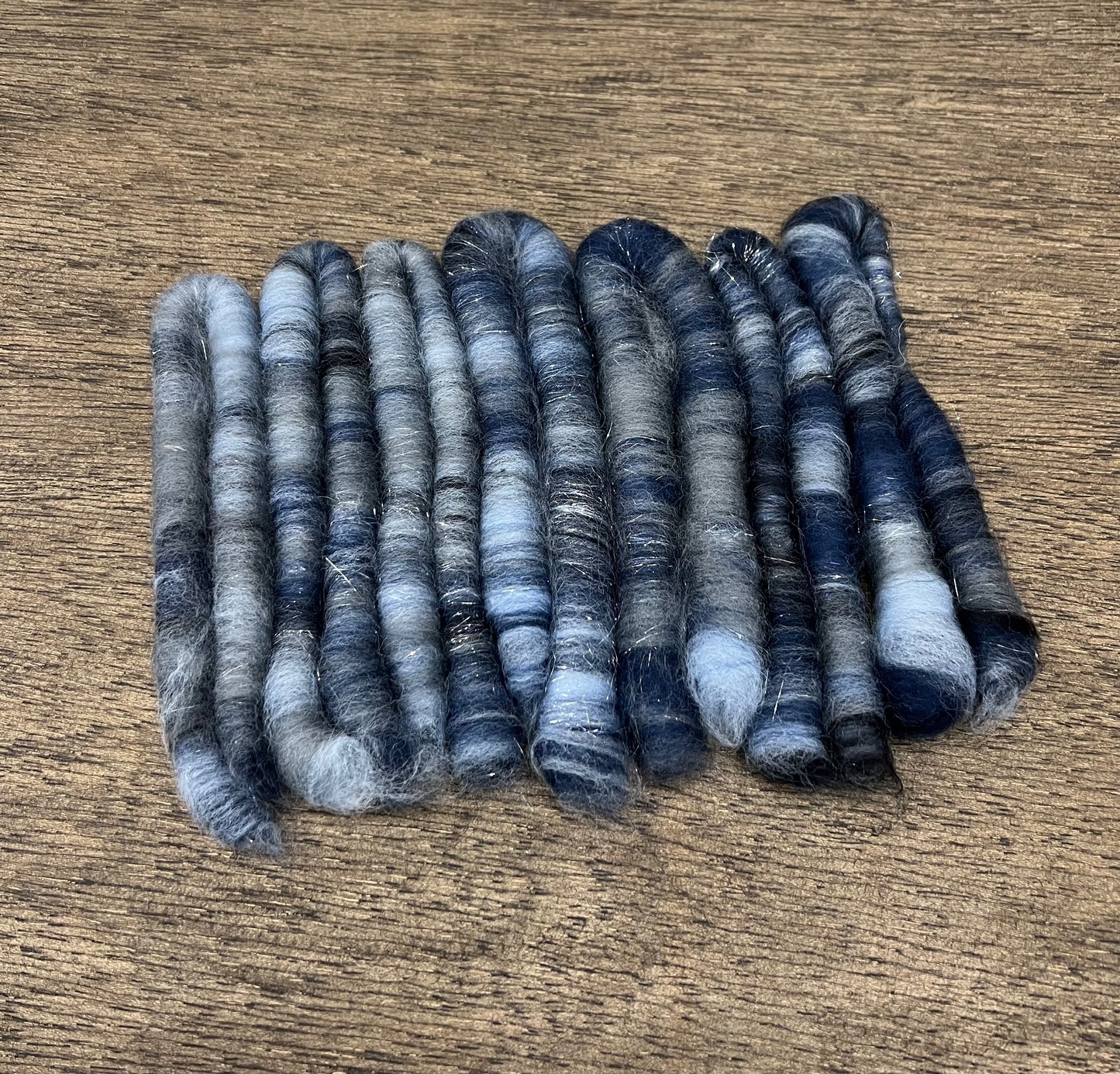 Rolag Set Hand Dyed Spinning Fibre Blue Corriedale Bamboo Stellina Non Superwash