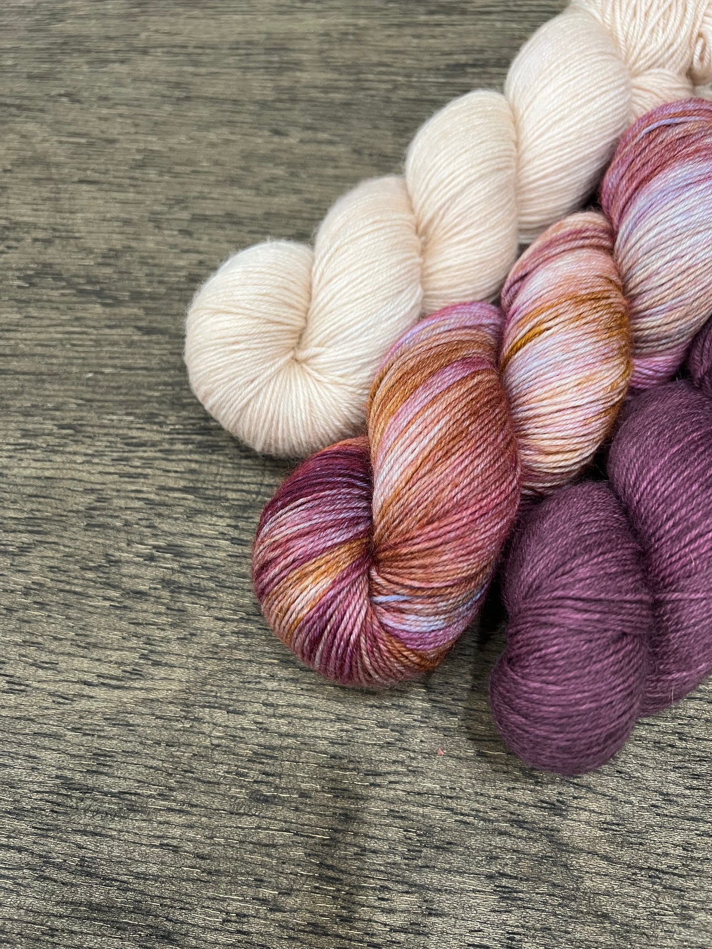 3 Skein Shawl Set -Peach Pink Soft Lace Romantic Colourways