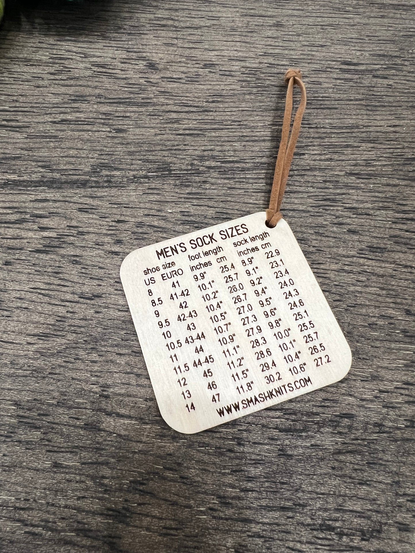 Wooden Knitter Reference Tool - adult sock sizes