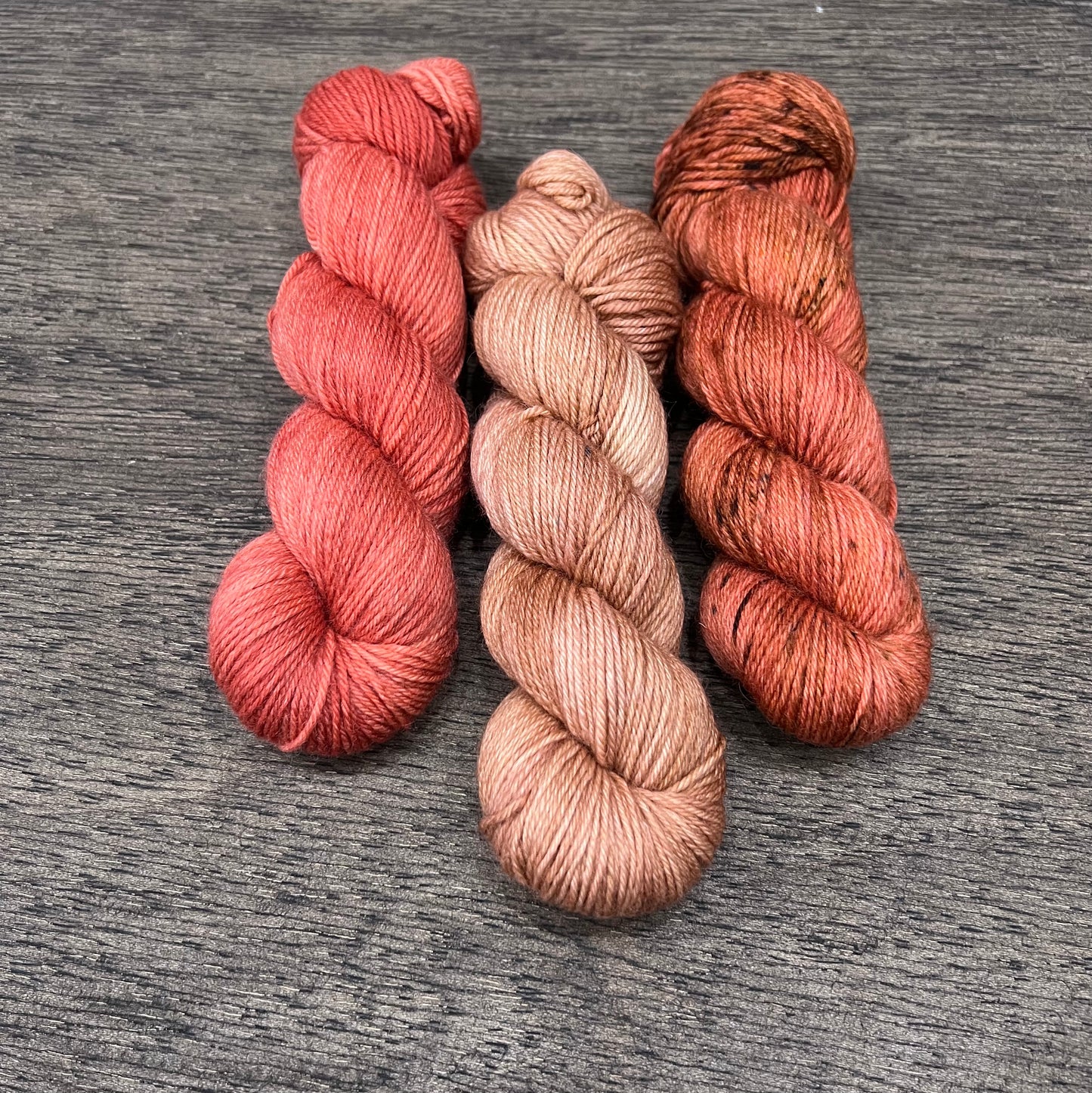 3 Skein DK Shawl Set - Copper Salmon Orange Browns