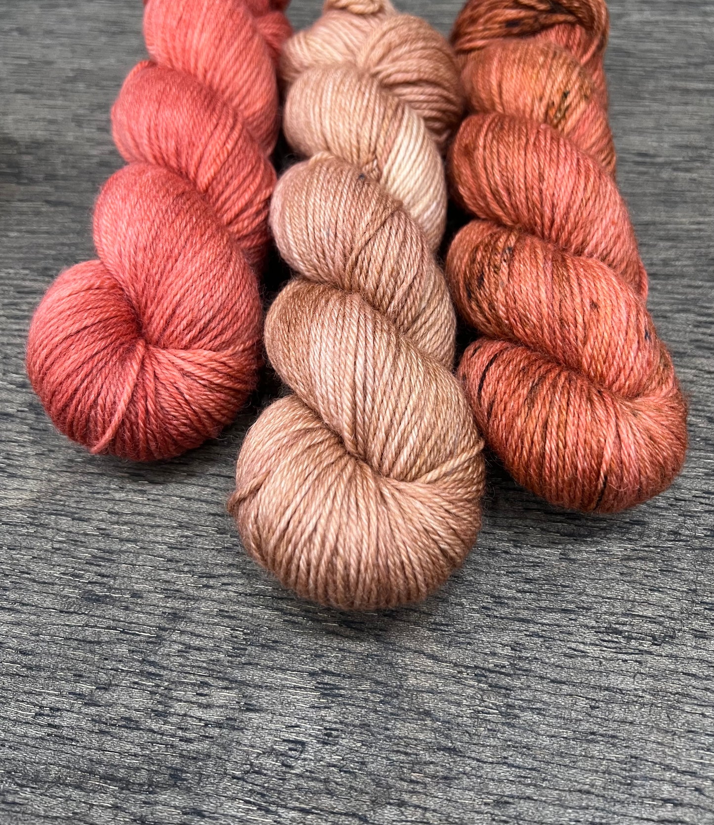 3 Skein DK Shawl Set - Copper Salmon Orange Browns