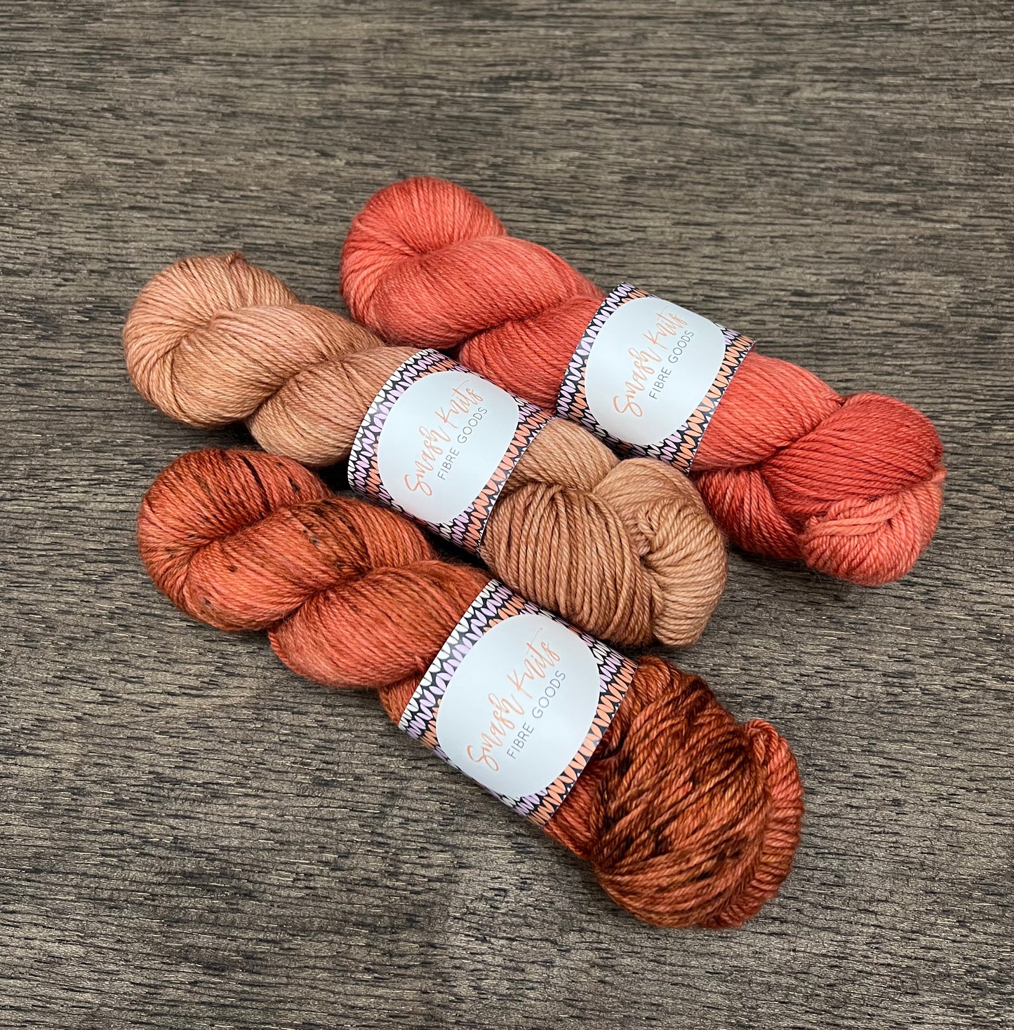 3 Skein DK Shawl Set - Copper Salmon Orange Browns