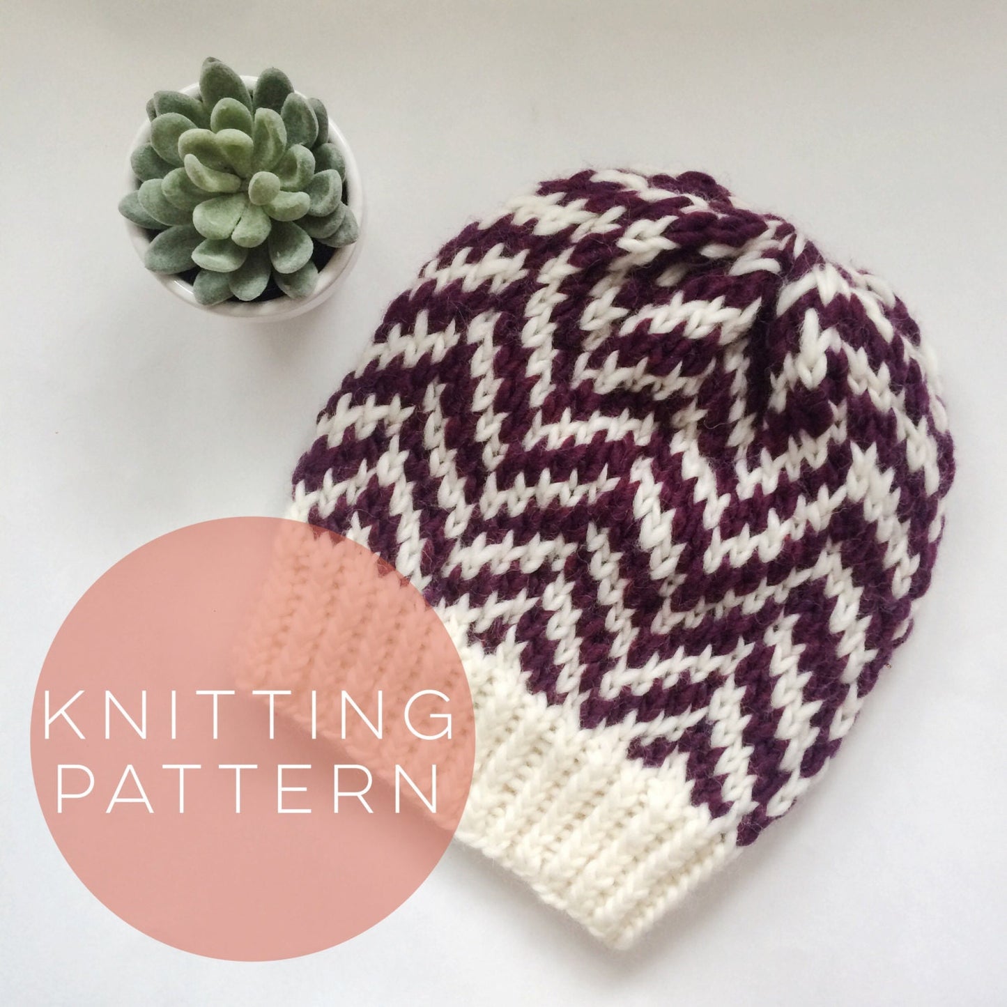 Fair Isle Hat Knitting Pattern, Hecla Herringbone Design (PDF Pattern)