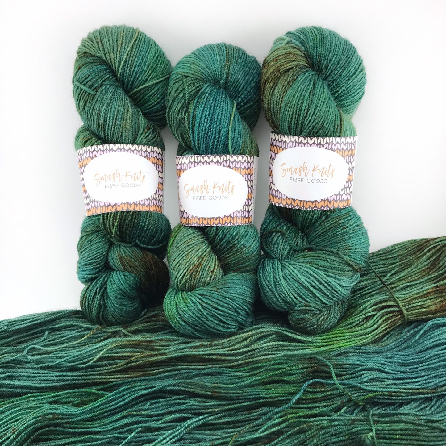 Hand Dyed Yarn “MONSTERA” Greens Brown Speckled SW Deluxe Merino Fingering Sock Yarn, Ready to Ship 100g 437 yards