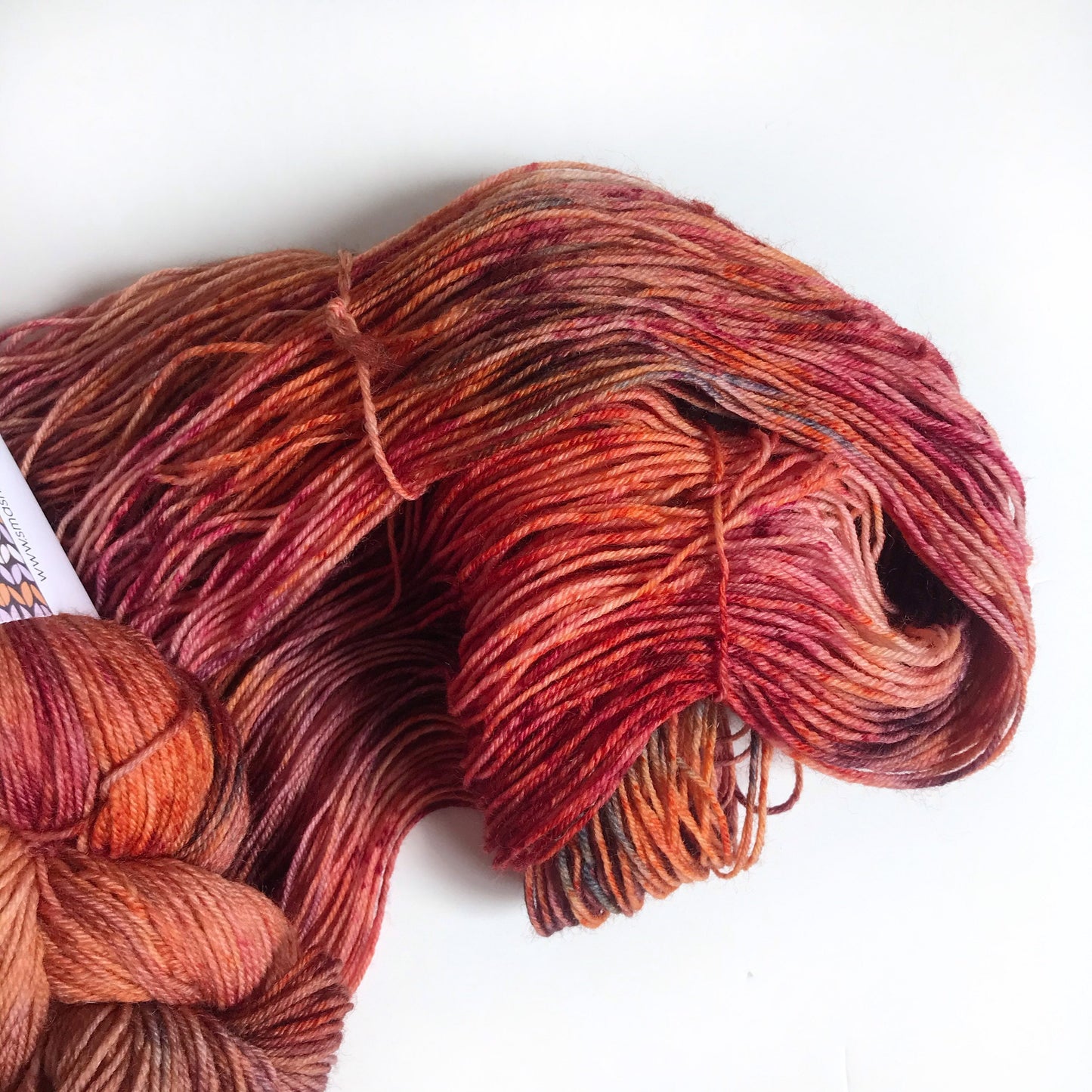 Hand Dyed Yarn “CRUNCHING LEAVES” Burgundy Orange Navy Cream SW Merino Fingering Sock Yarn, Ready to Ship 100g 437 yards