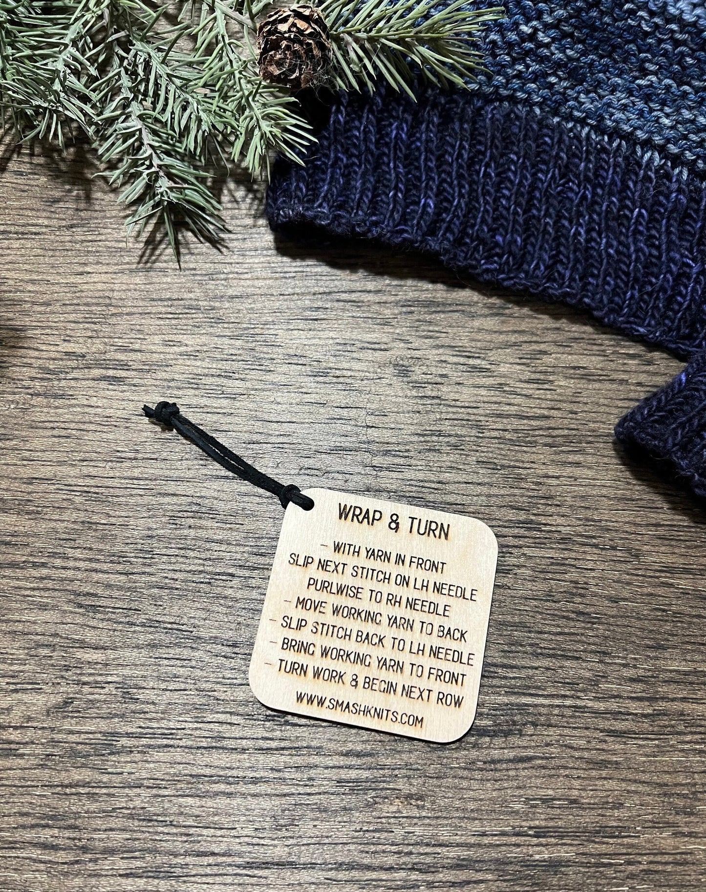 Mini Tool for Knitting Wooden Knitting Reference Card Wrap and Turn