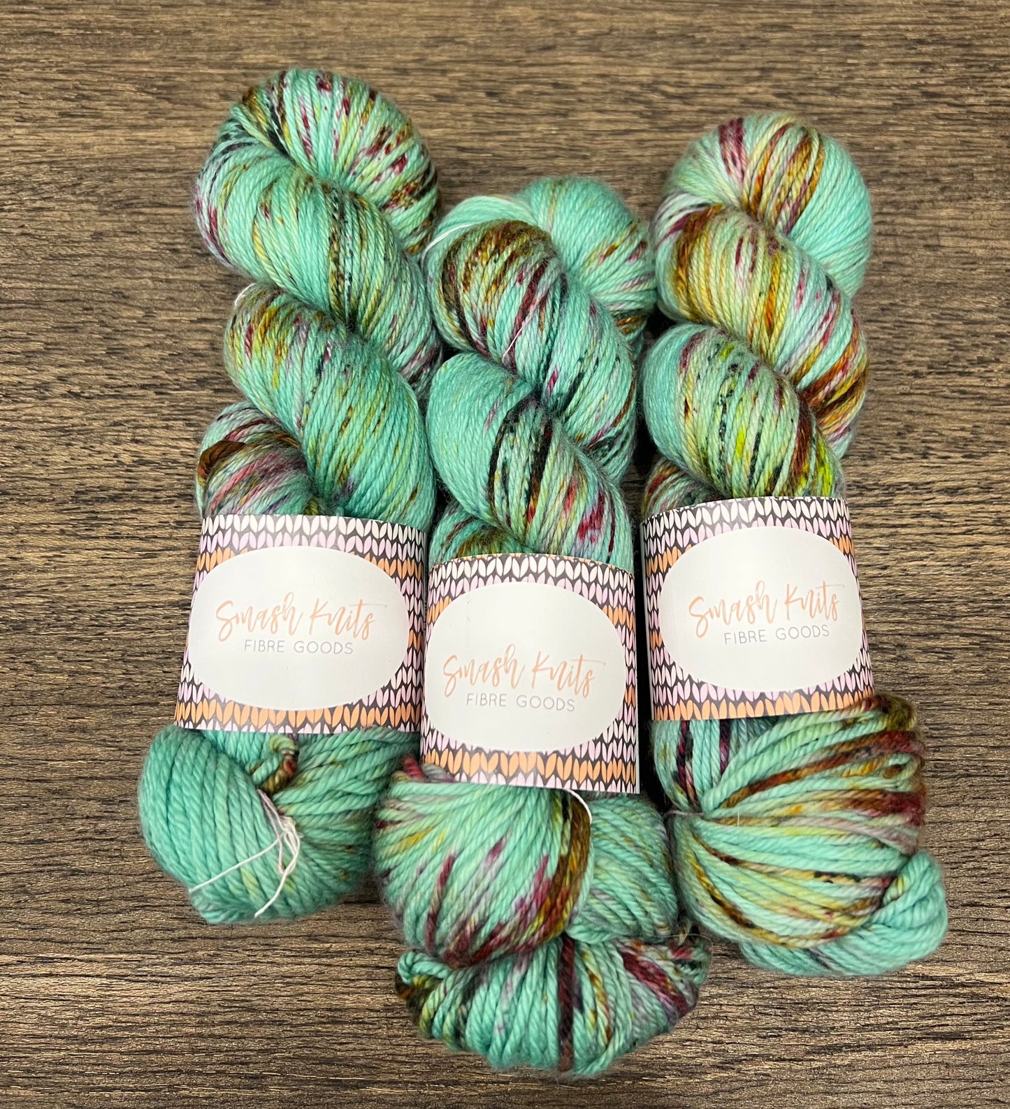 SPRING FLING - Turquoise Teal Pink Green Brown Speckled DK