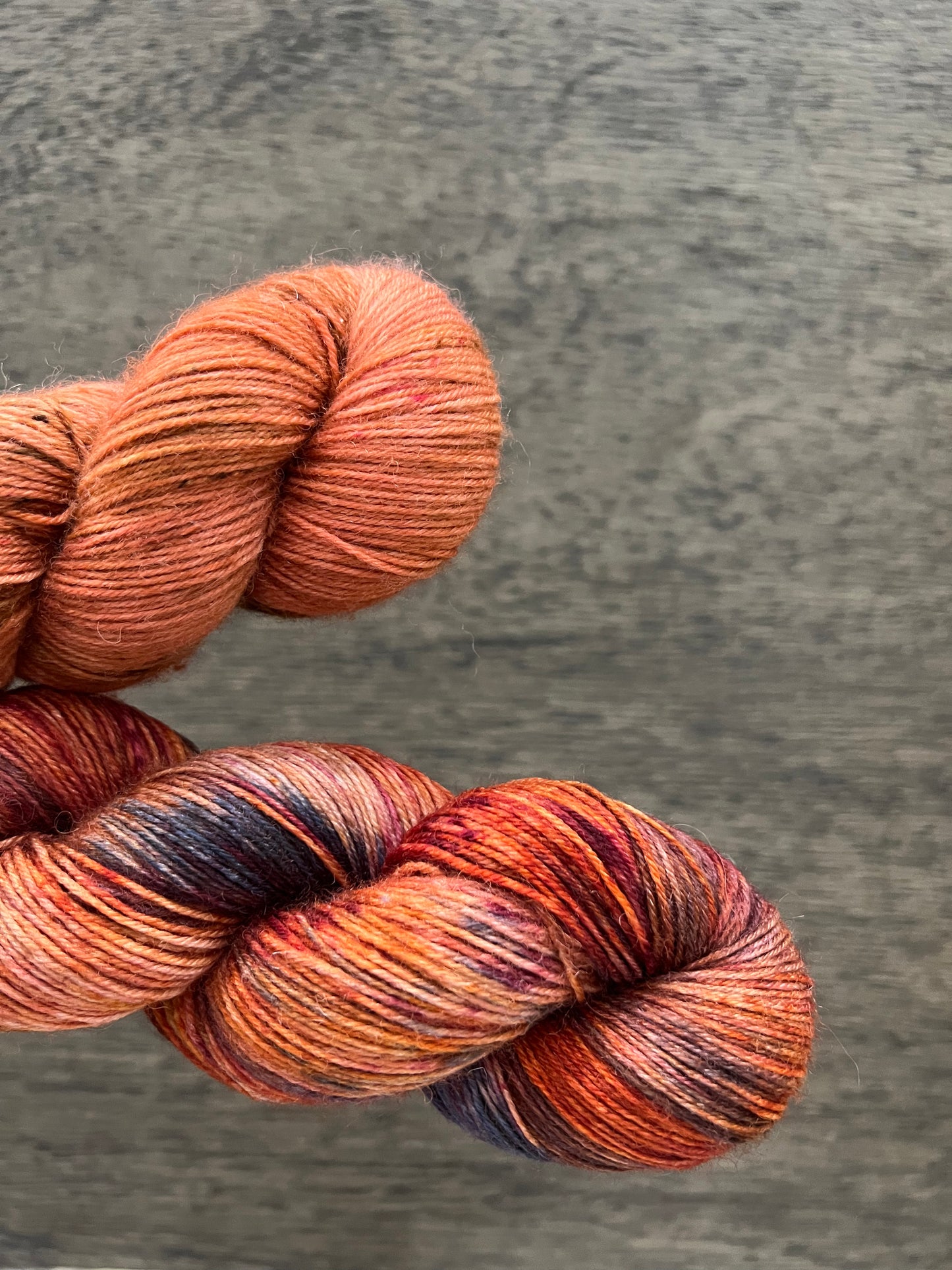 2 Skein Shawl Set - Burgundy Orange Navy Cream Variegated SUS