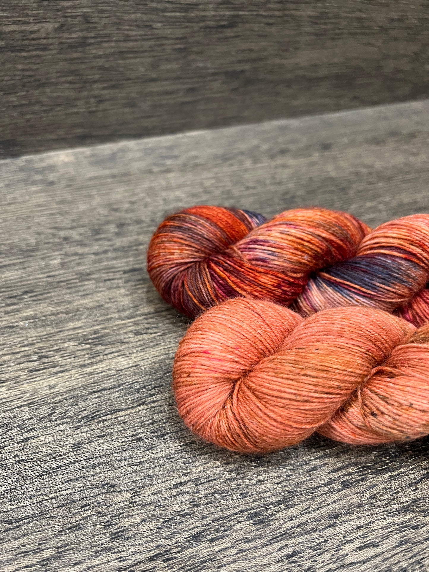 2 Skein Shawl Set - Burgundy Orange Navy Cream Variegated SUS