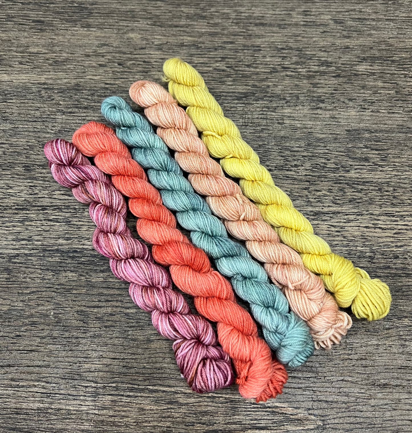 Peach Yellow Green Mini Skein Set