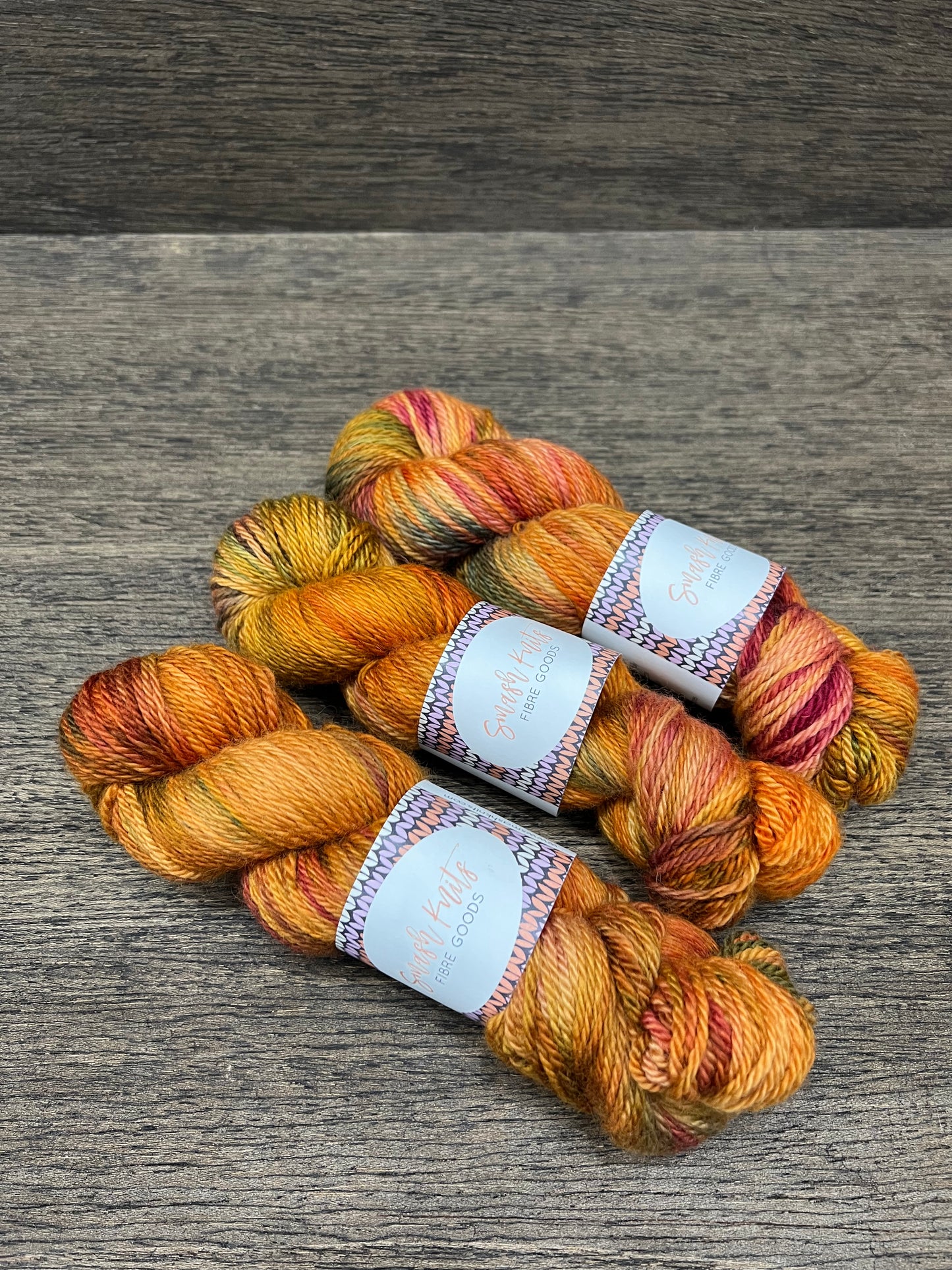 FRONDESENCE - Orange Burgundy Green Brown Rust BFL Superwash Worsted