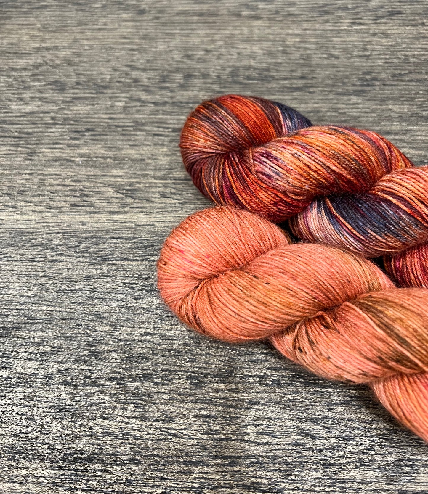 2 Skein Shawl Set - Burgundy Orange Navy Cream Variegated SUS