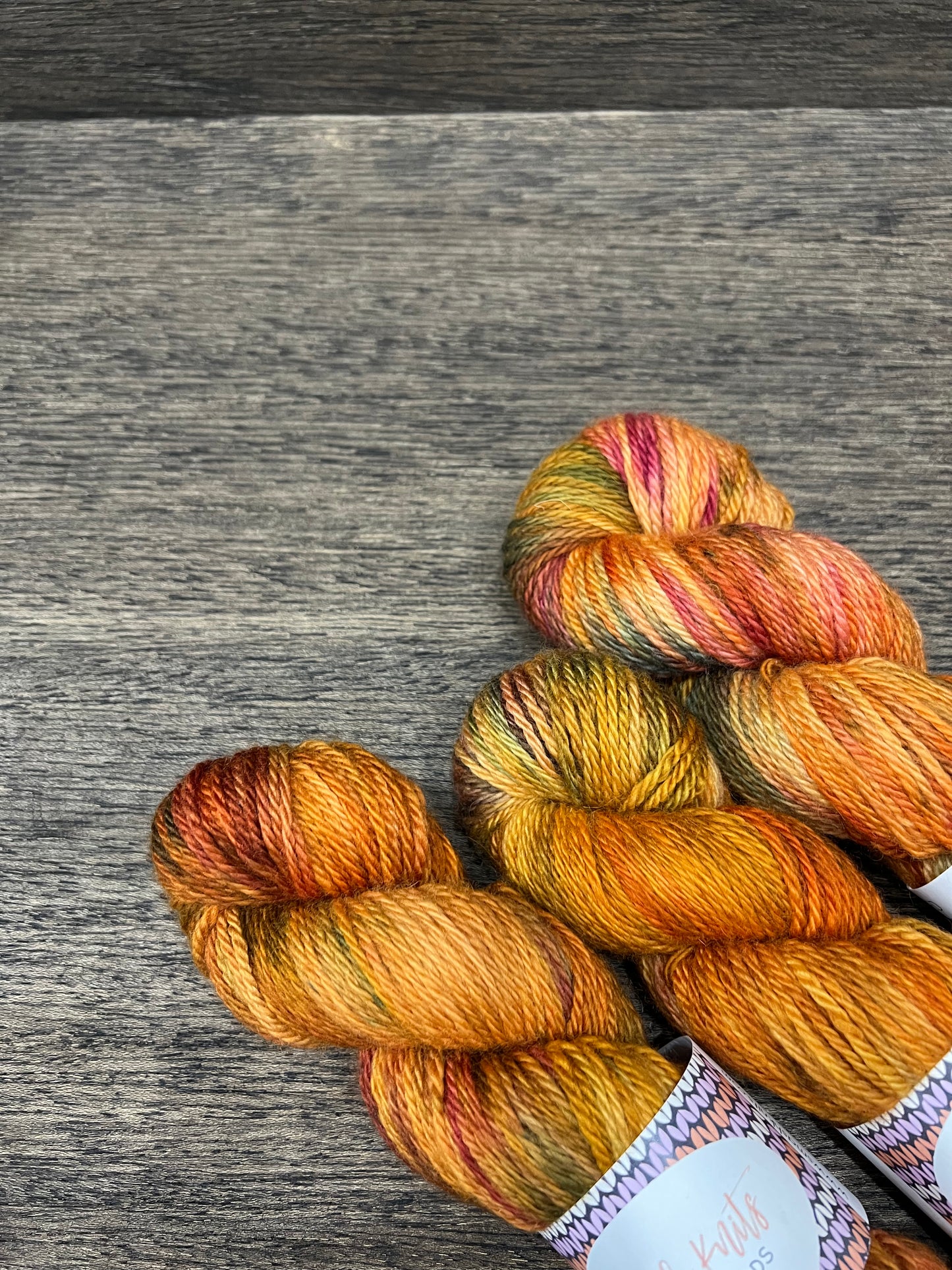 FRONDESENCE - Orange Burgundy Green Brown Rust BFL Superwash Worsted