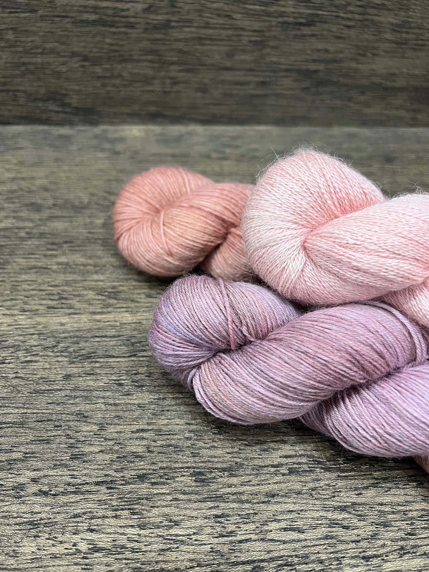 3 Skein Shawl Set -Peach Pink Soft Lace Romantic Colourways