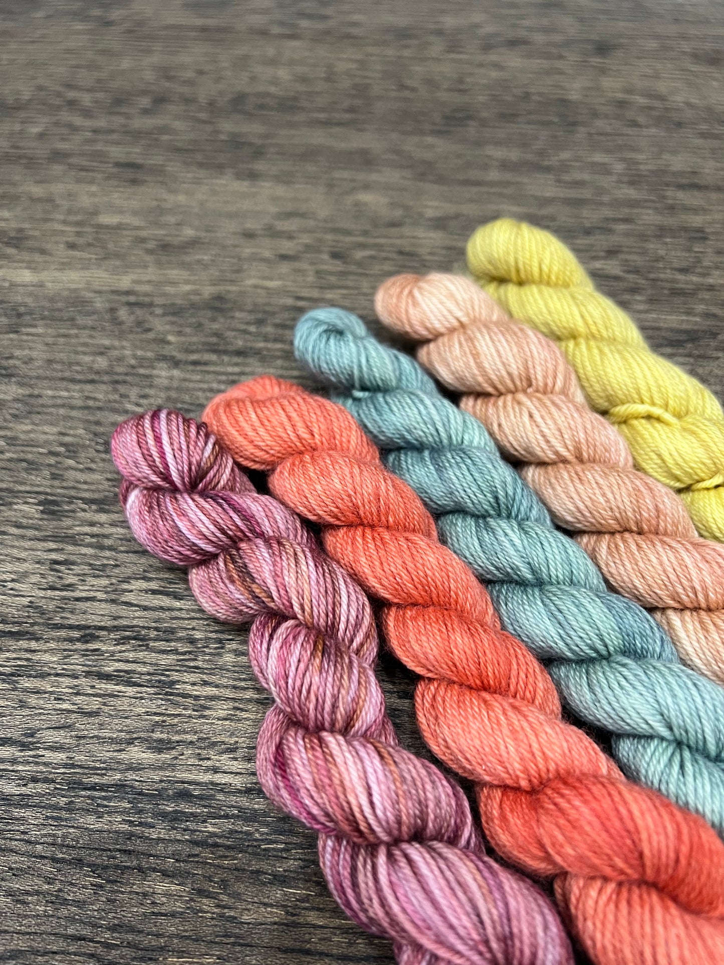 Peach Yellow Green Mini Skein Set