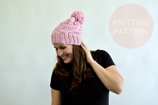 Instant Download Knitting Pattern  Womens Hat Pattern Knit Hat Pattern  Pom Pom Hat Pattern  Knit Pompom Hat Pattern Womens Accessories