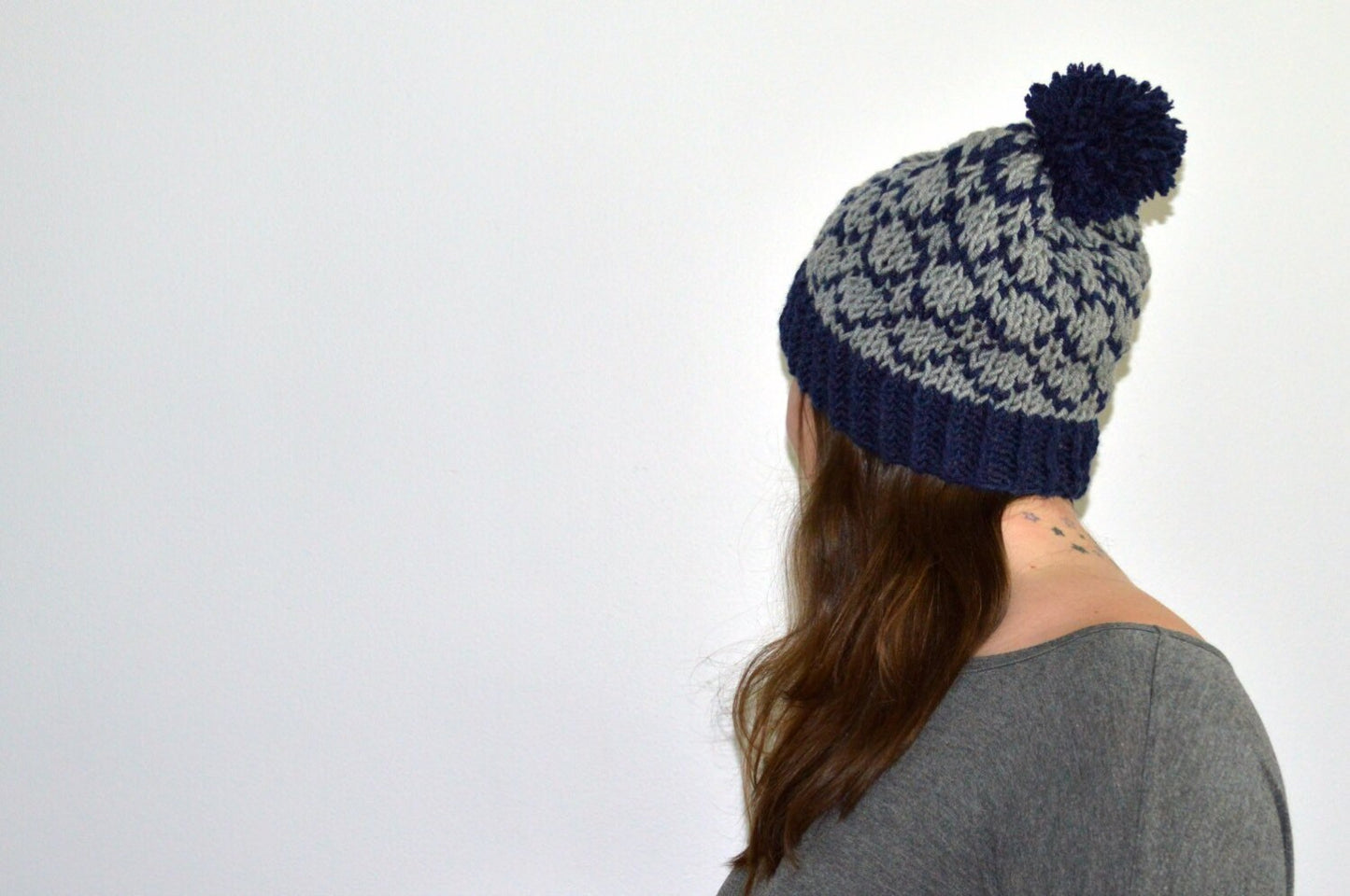 Instant Download Knitting Pattern Womens Hat Pattern Fair Isle Hat Pattern Hat Pattern Knit Pompom Hat Pattern Womens Accessories
