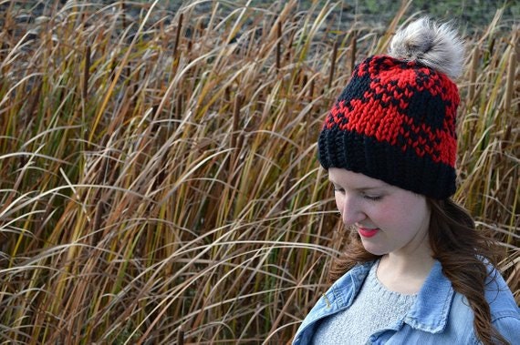 Instant Download Knitting Pattern Unisex Hat Pattern Kid Hat Pattern Adult Fair Isle Hat Pattern Checkered Hat Pattern Easy Knit Pattern