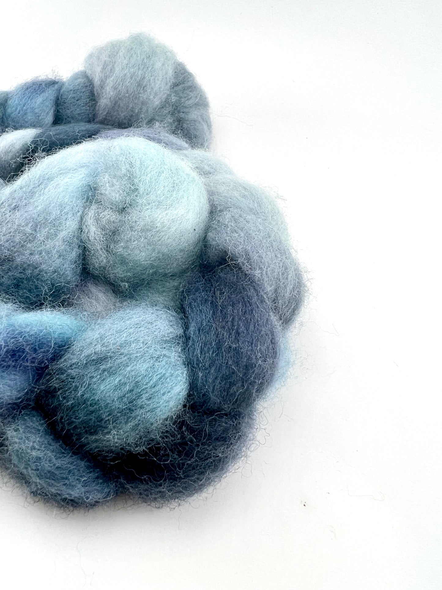 SNACK SIZE Hand Dyed Spinning Fibre Purple Blue Corriedale Top Non Superwash