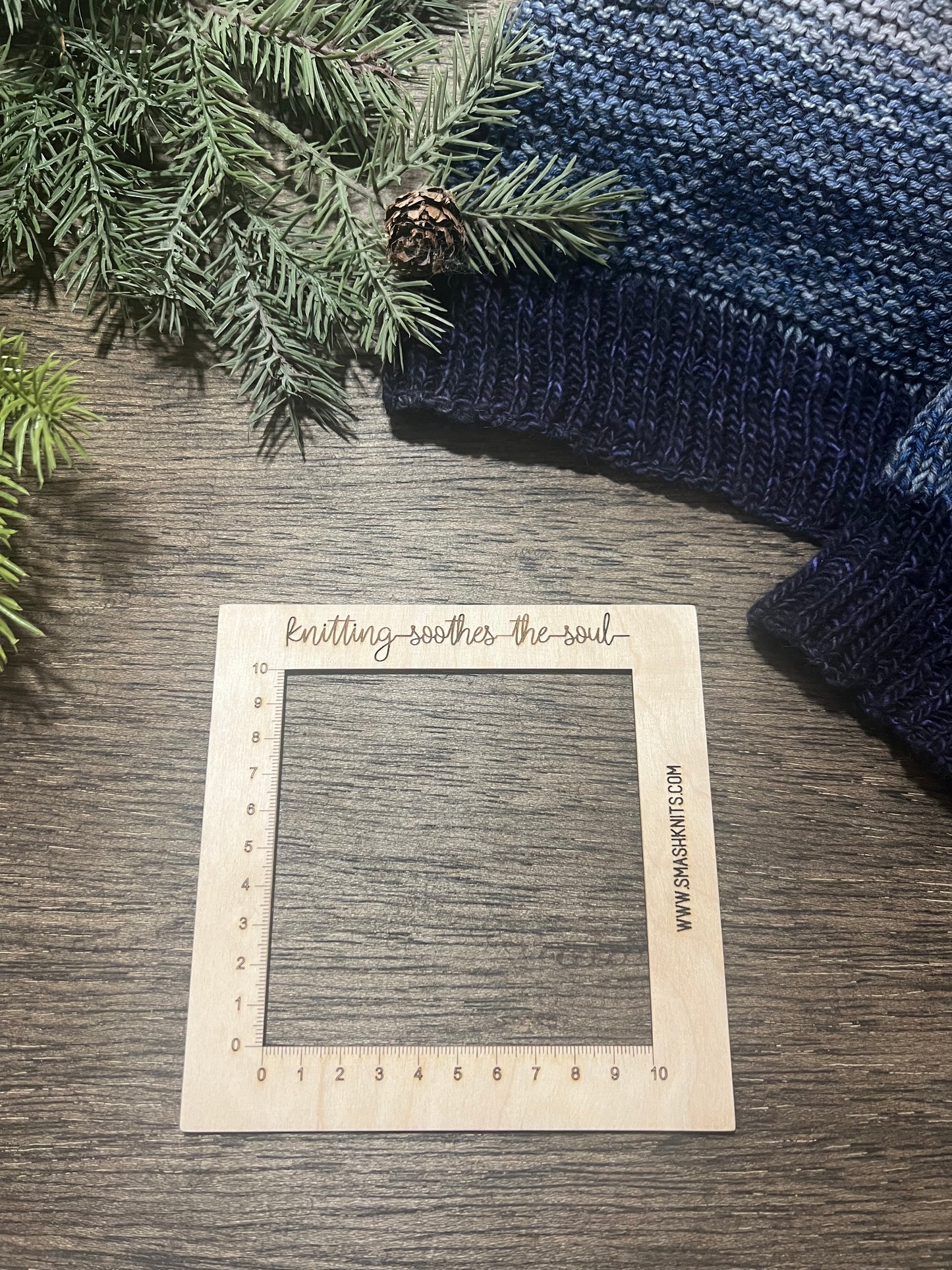 Wooden Knitting and Crochet Square Gauge Ruler