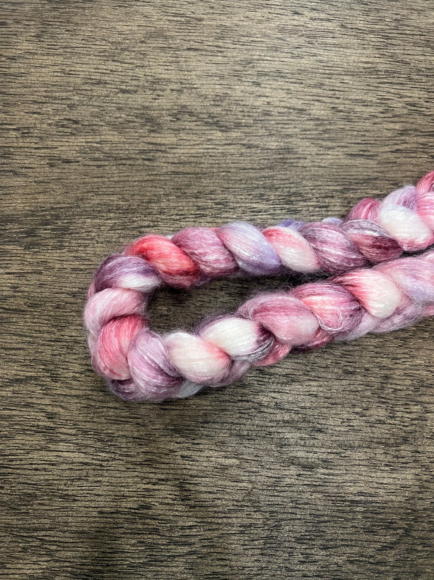 PINKS Hand Dyed Spinning Fibre NON Superwash Wool with Bamboo