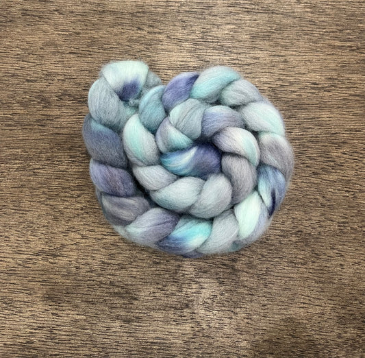 BLUE GREY Hand Dyed Spinning Fibre NON Superwash Wool with Nylon