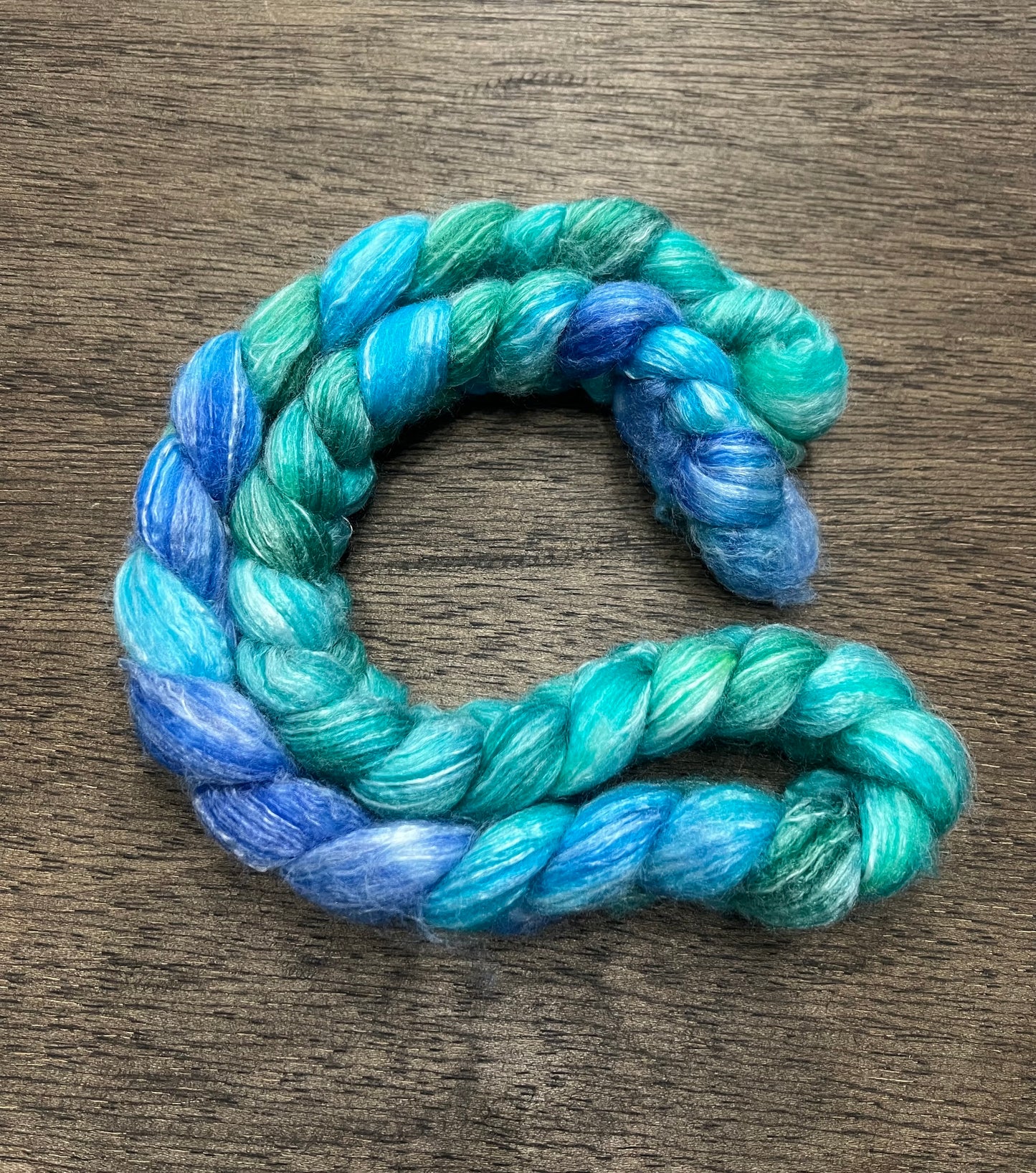 Hand Dyed Spinning Fibre NON Superwash Wool with Bamboo