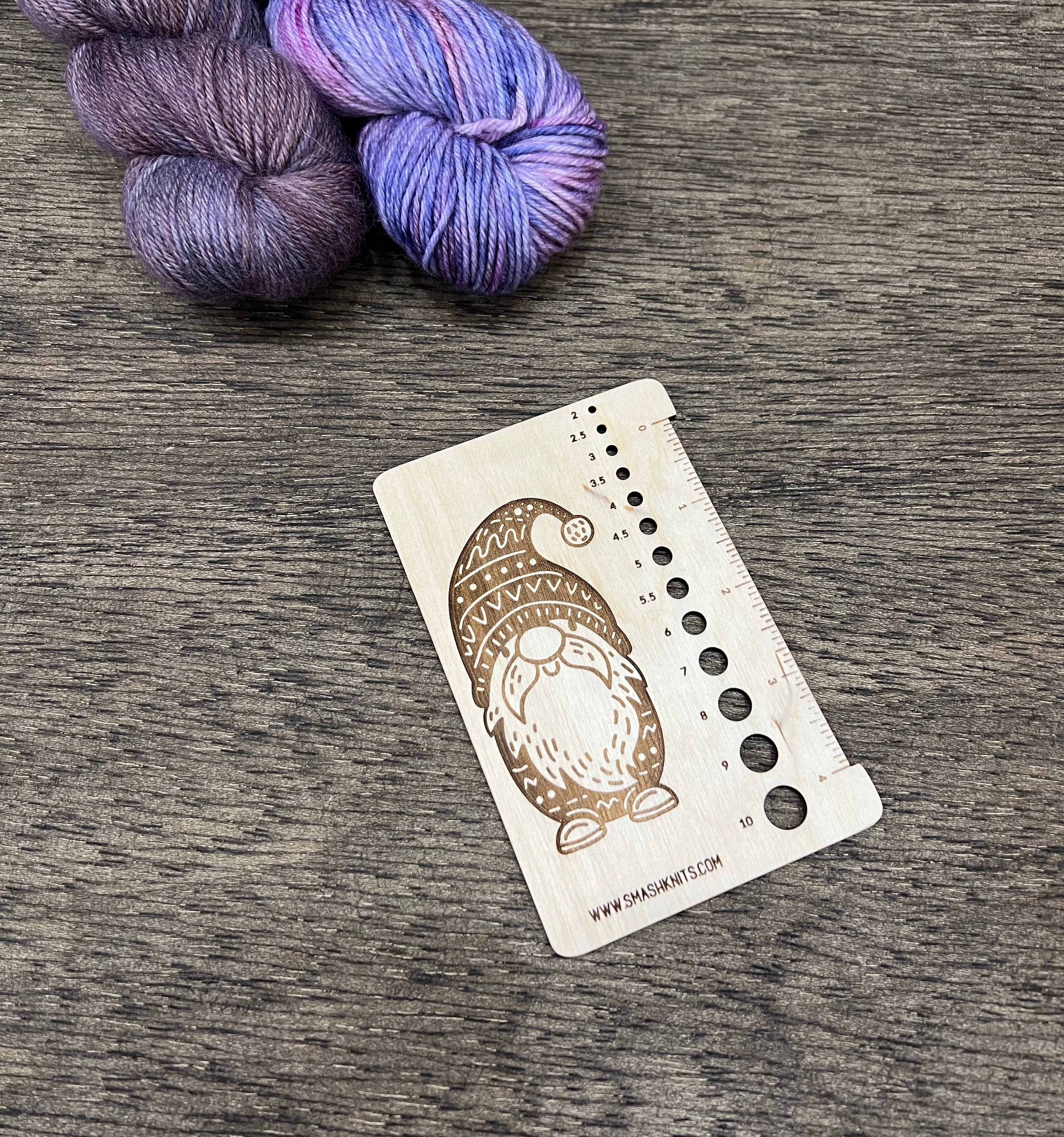 GNOME Wooden Knitting and Crochet Gauge and Needle size Ruler – Smash Knits