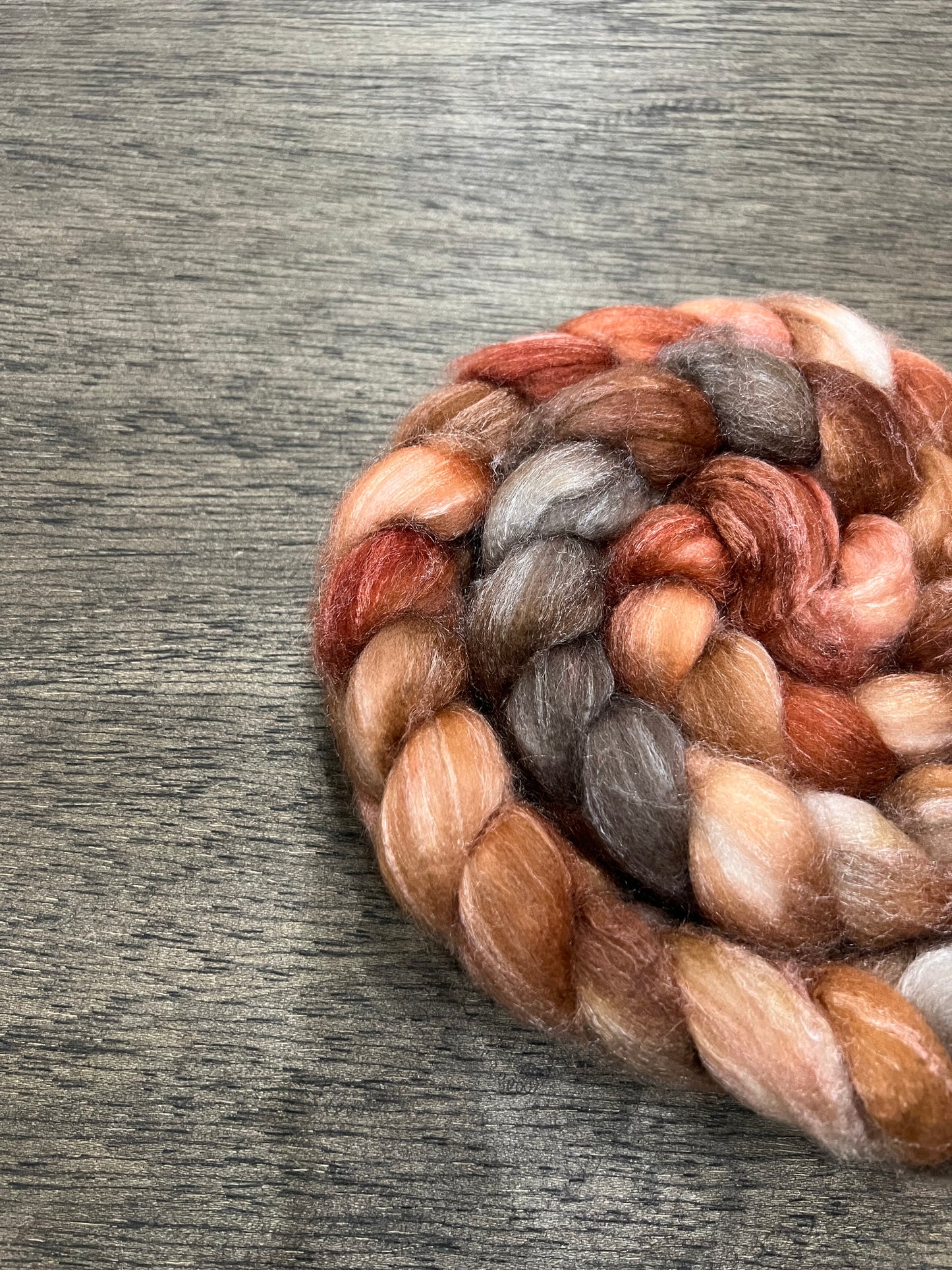 Hand Dyed Spinning Fibre NON Superwash Wool with Silk