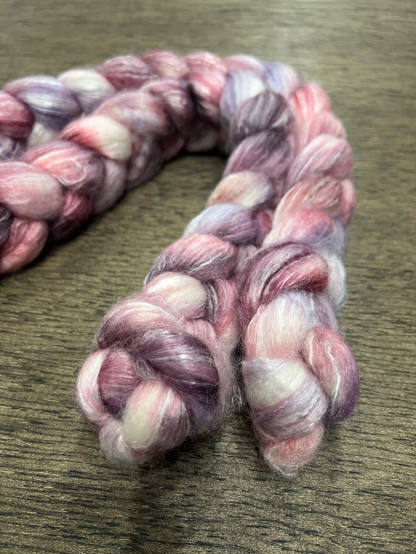 PINKS Hand Dyed Spinning Fibre NON Superwash Wool with Bamboo