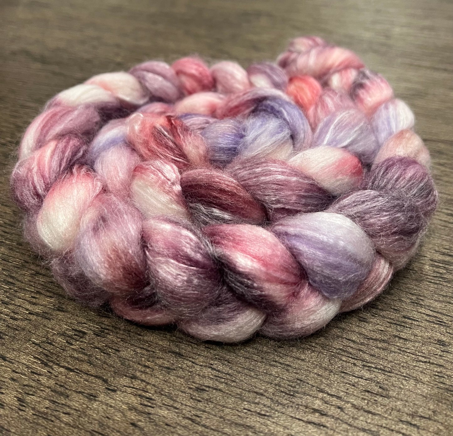 PINKS Hand Dyed Spinning Fibre NON Superwash Wool with Bamboo