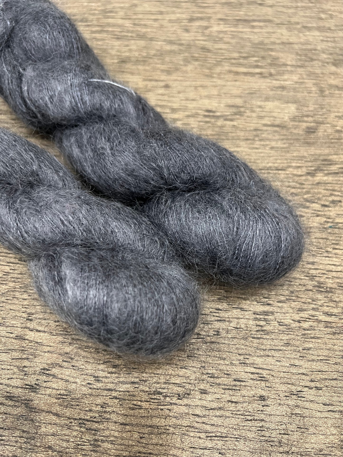 BLACK LICORICE - Dark Grey Tonal Mohair Fingering
