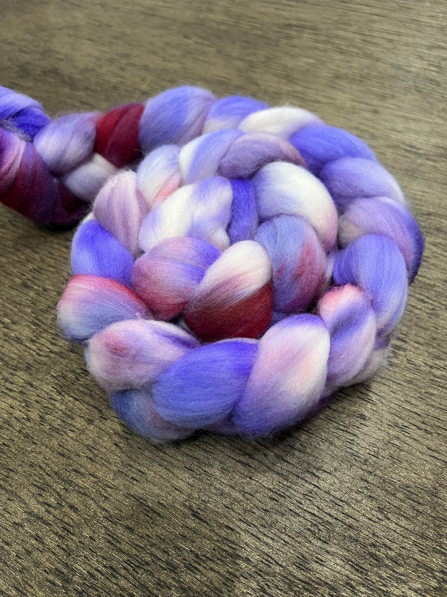 PURPLE & BURGUNDY Hand Dyed Spinning Fibre Superwash Merino Wool