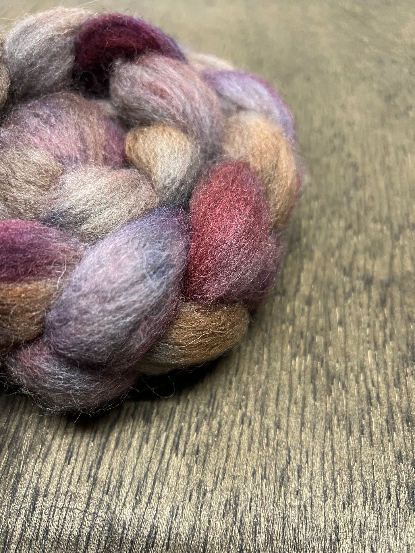 BURGUNDY, PURPLE, GREY Hand Dyed Spinning Fibre Corriedale Cross Roving Non Superwash
