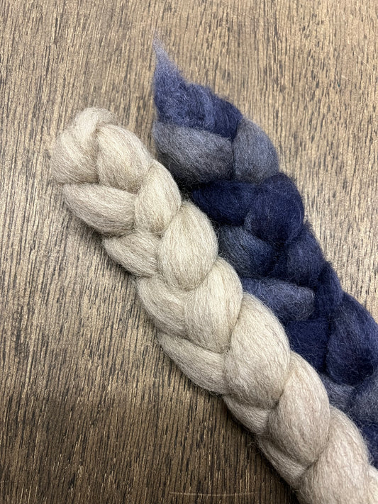Hand Dyed Spinning Fibre Corriedale Cross Roving Non Superwash 2x50 grams