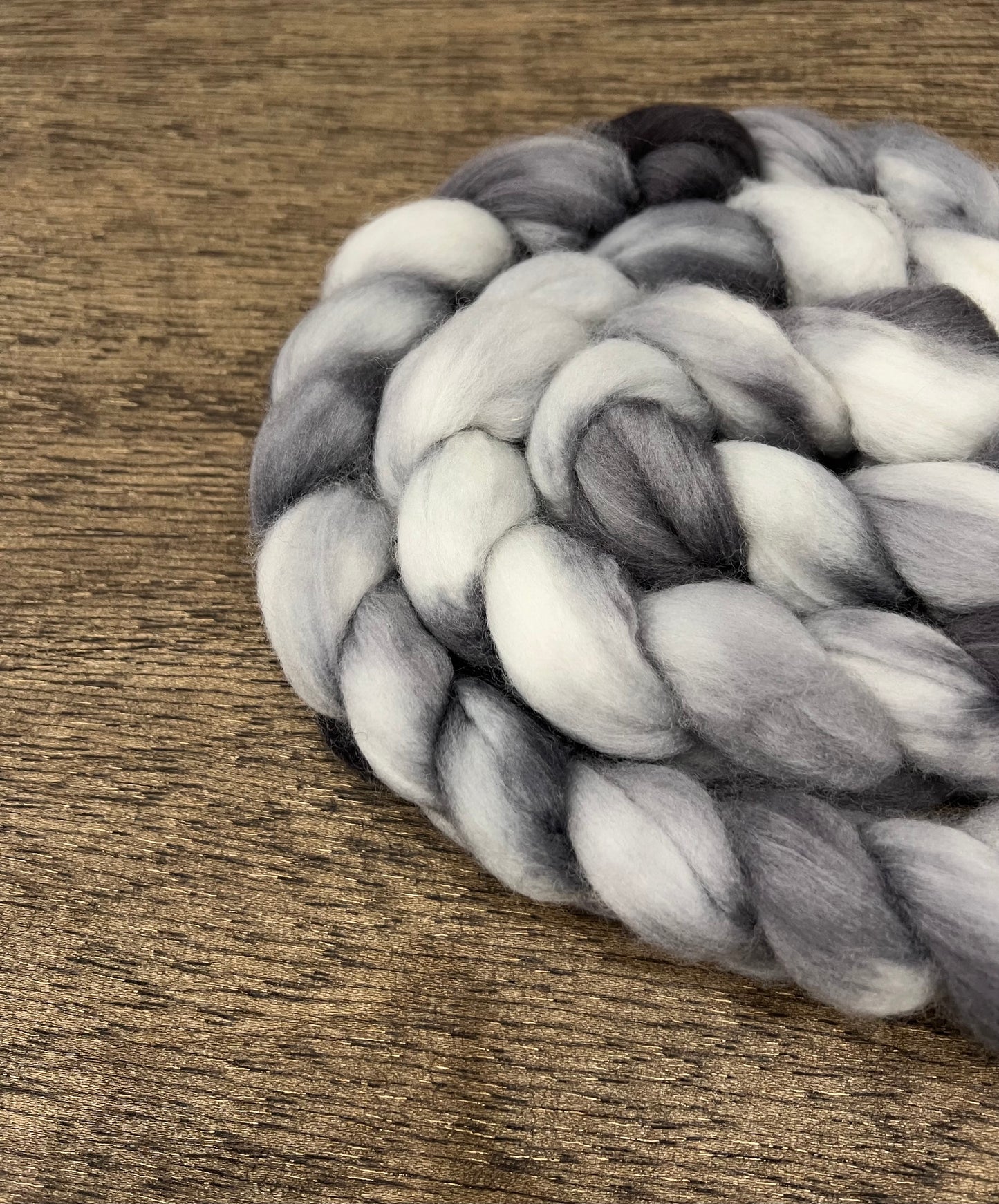 GREY Hand Dyed Spinning Fibre Superwash Wool with Nylon