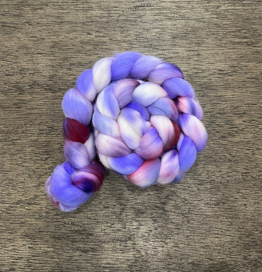 PURPLE & BURGUNDY Hand Dyed Spinning Fibre Superwash Merino Wool