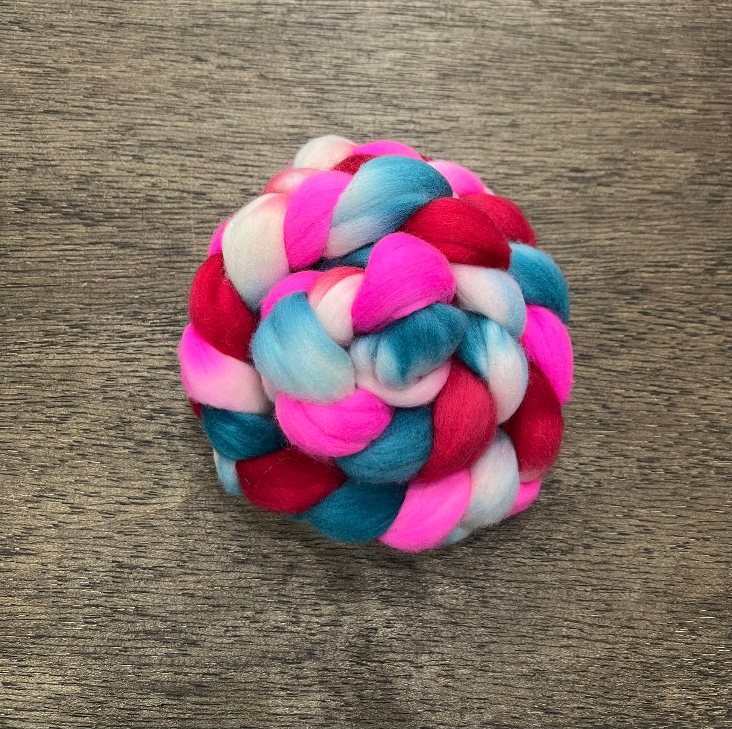 PINK RED TEAL Hand Dyed Spinning Fibre Superwash Merino Wool