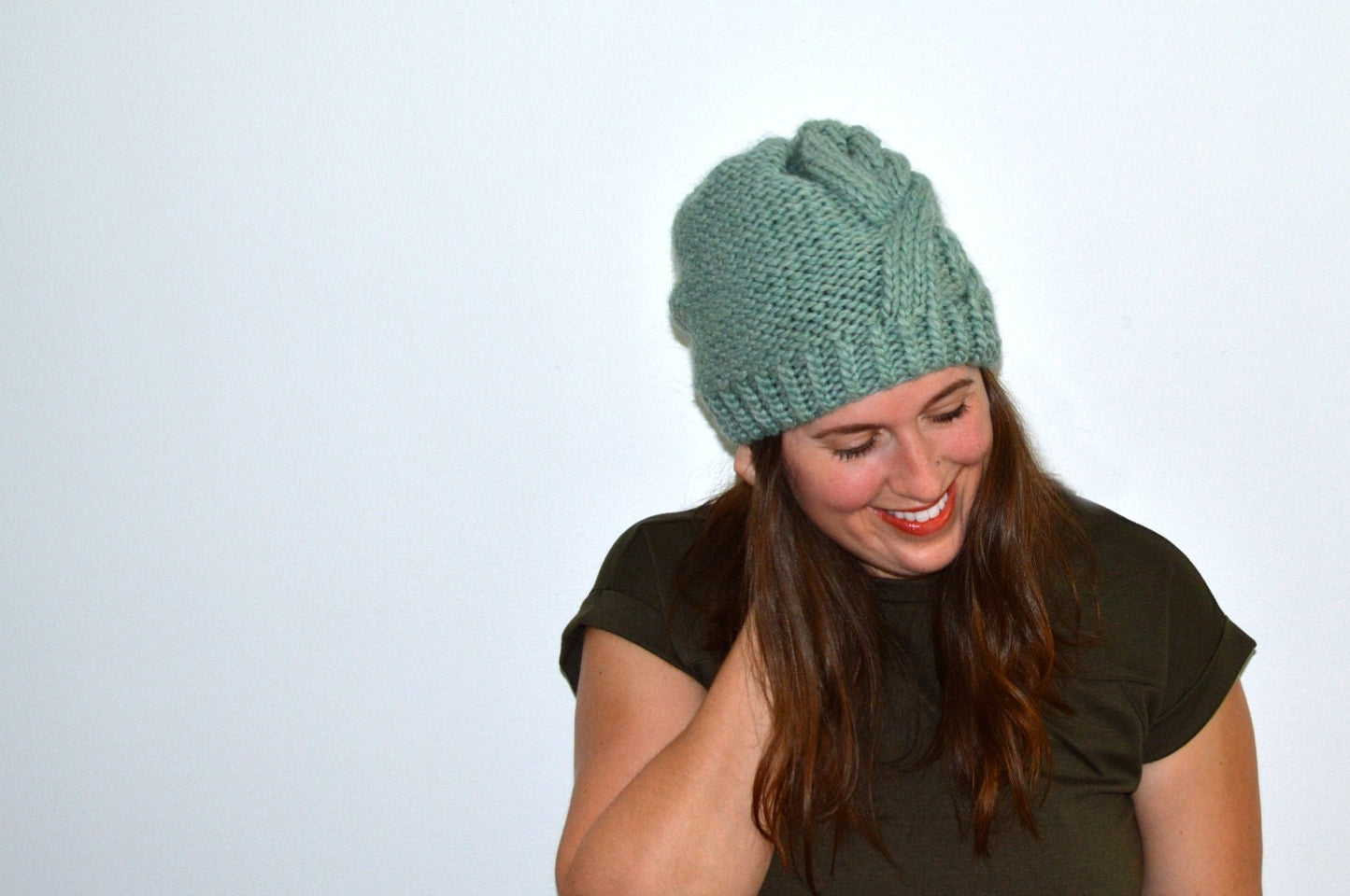 Slouchy Cable Knit Hat Pattern - Marmora, Bulky Yarn (PDF Download)