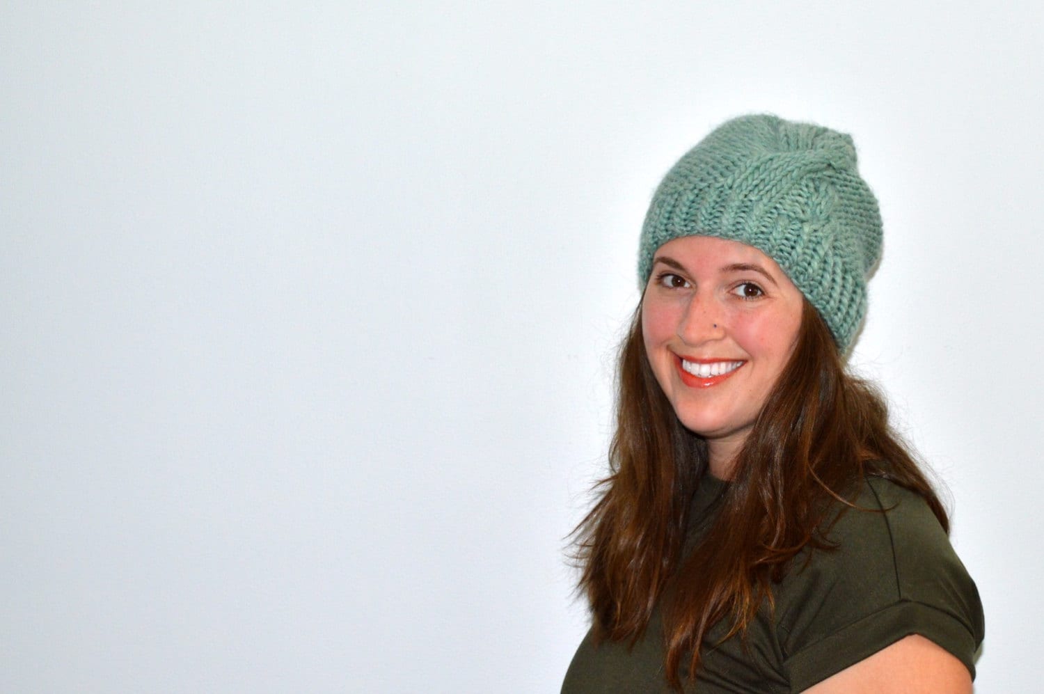 Slouchy Cable Knit Hat Pattern - Marmora, Bulky Yarn (PDF Download)