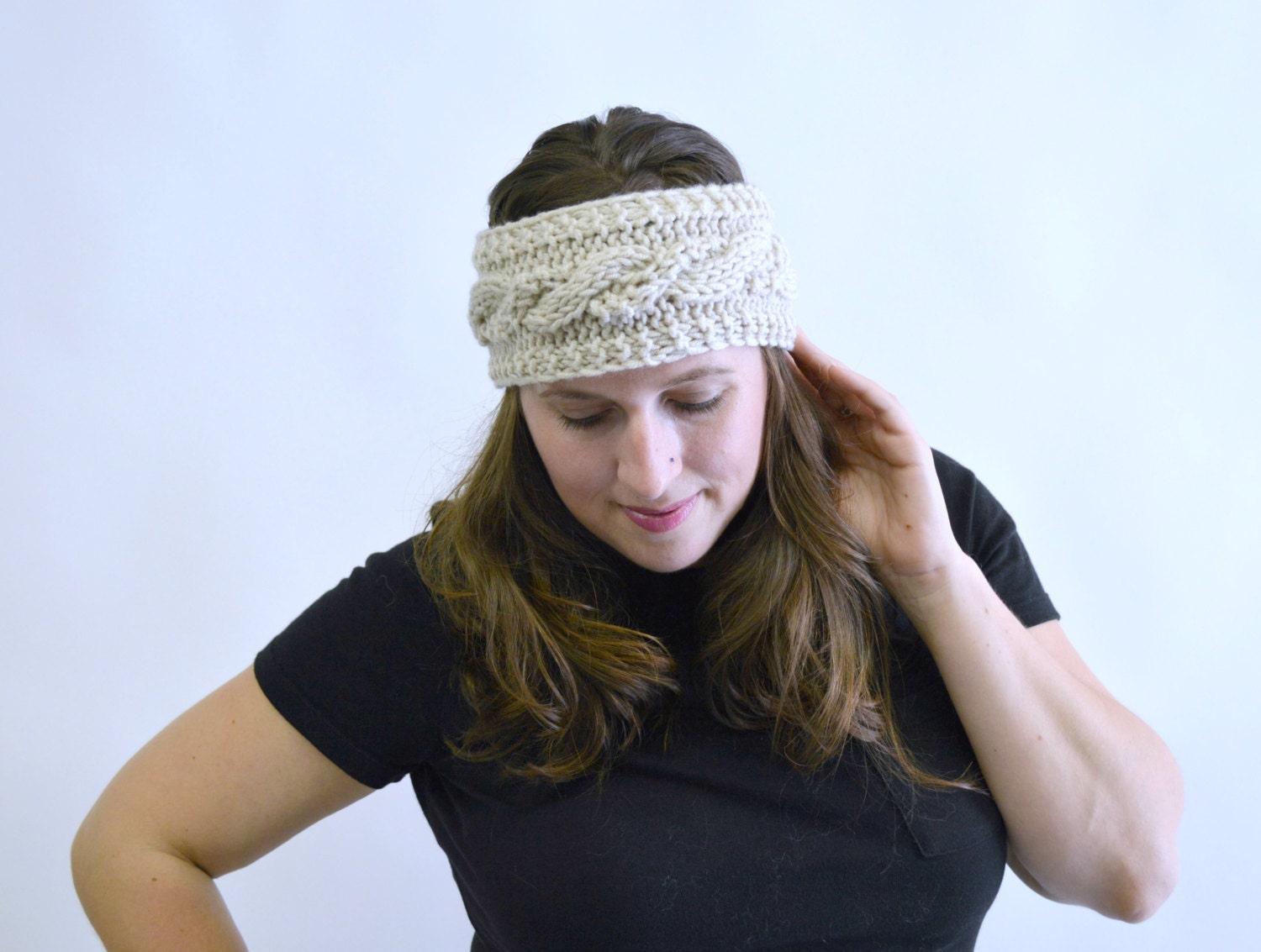 Ebby Headwrap Knitting Pattern: Cable Knit Earwarmer (PDF Pattern)