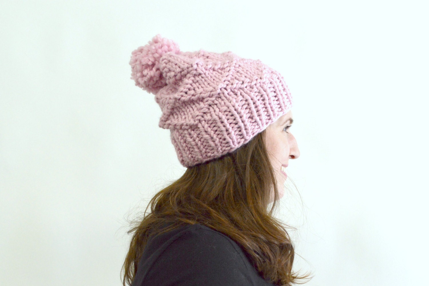 Instant Download Knitting Pattern Womens Hat Pattern Knit Hat Pattern Pom Pom Hat Pattern Knit Pompom Hat Pattern Womens Accessories