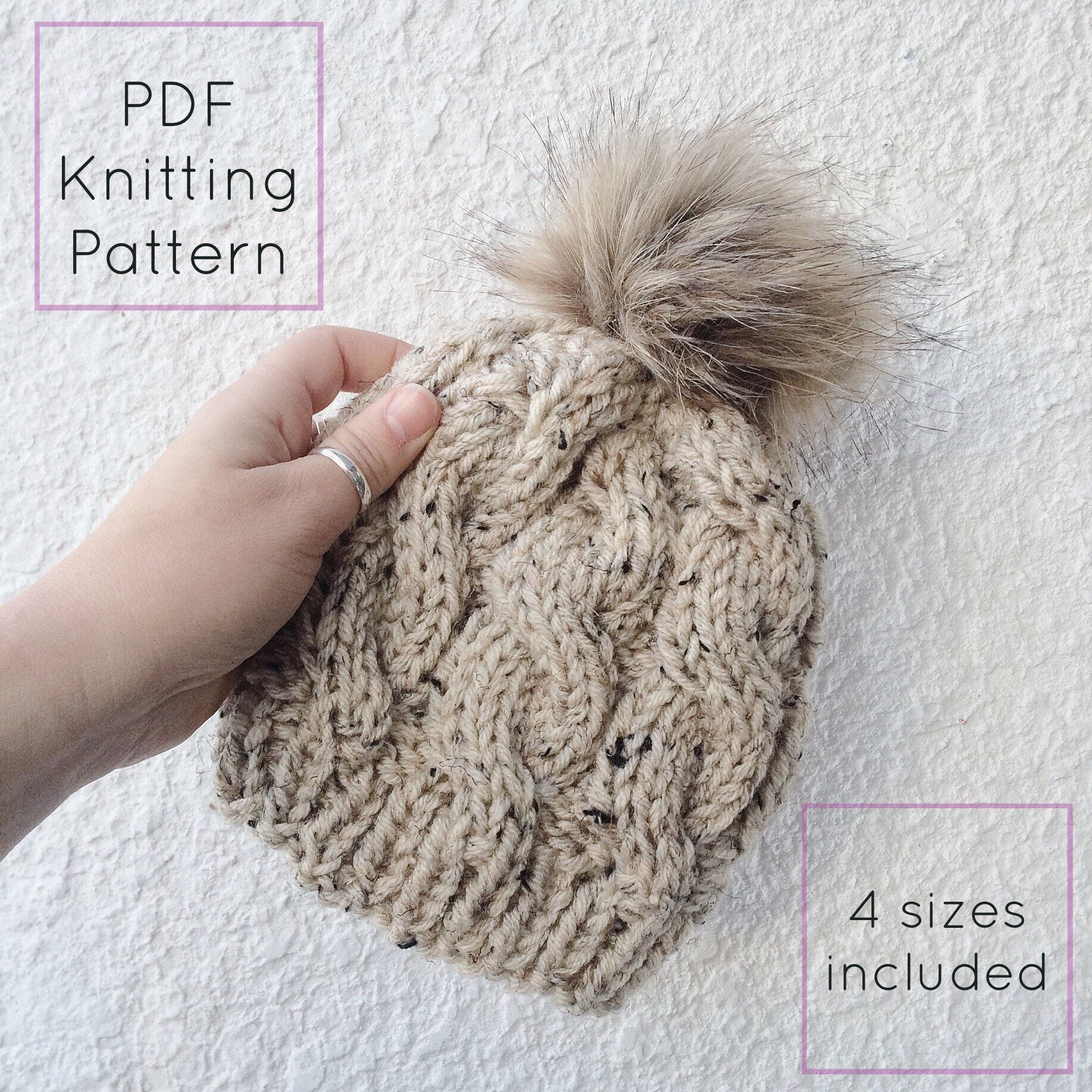 Cabled Hat Knitting Pattern: Cozy Toque, Baby to Adult (PDF Pattern)