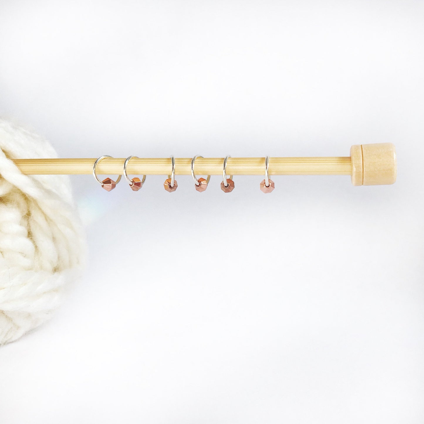 Silver Plated Stitch Marker Set: Rose Gold Geometric Knitting Charms