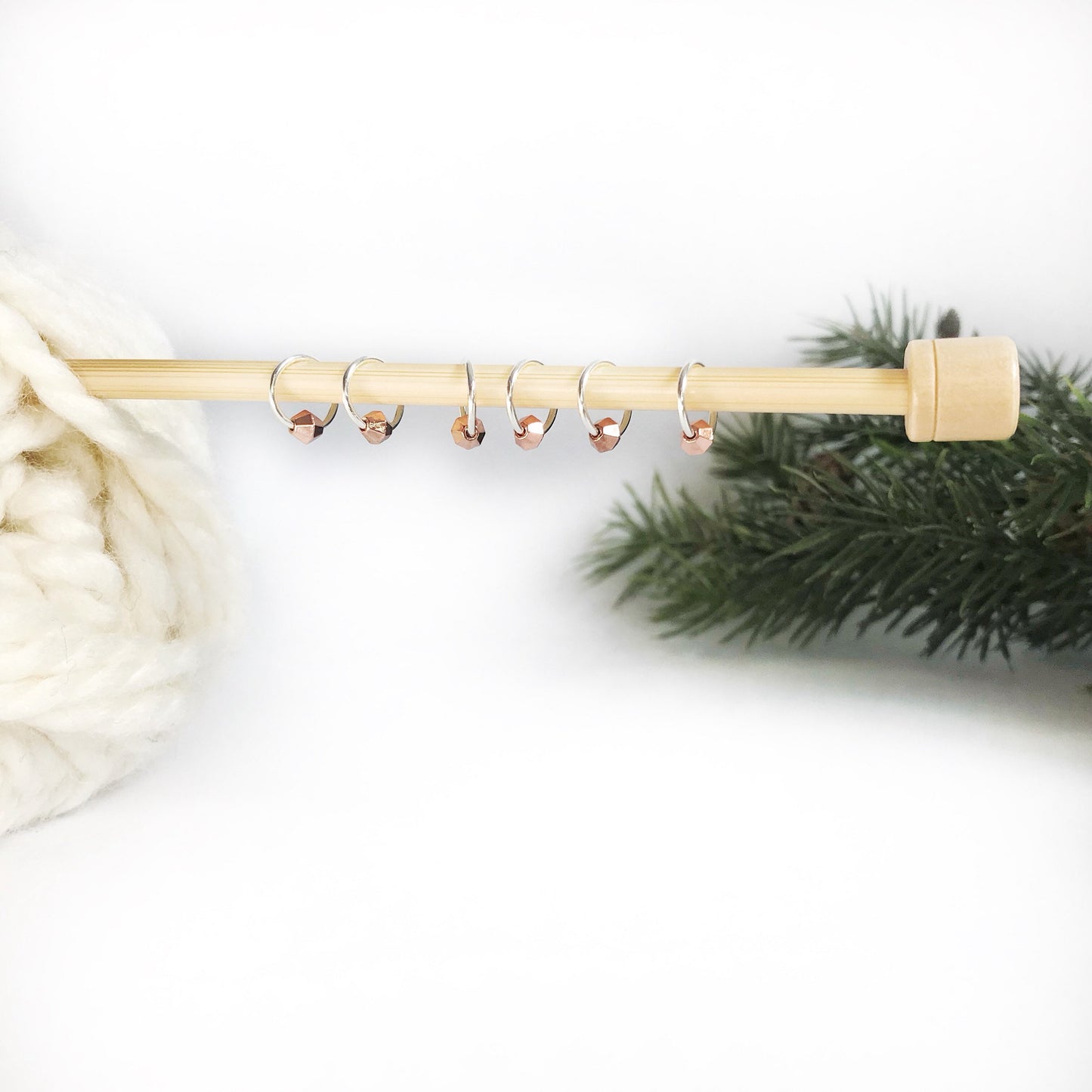Silver Plated Stitch Marker Set: Rose Gold Geometric Knitting Charms